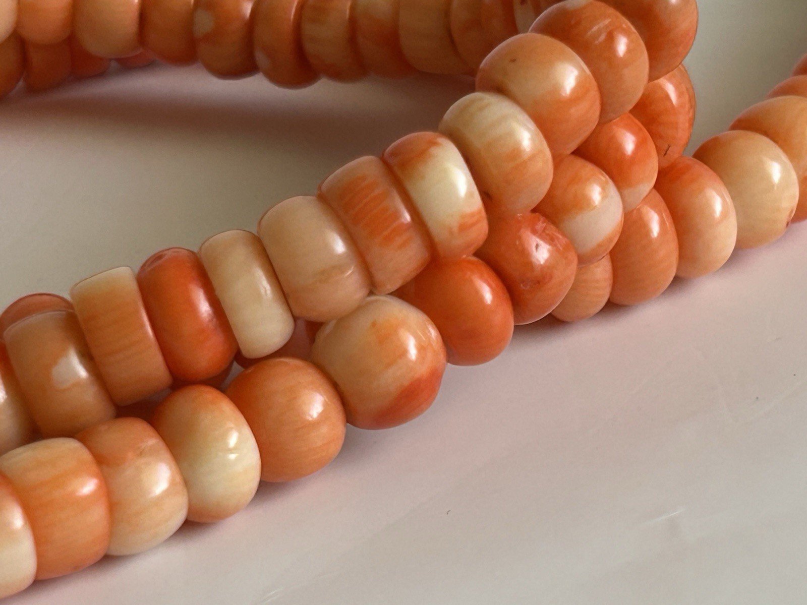 Vintage Natural Mediterranean Coral Necklace 113 Rondelle Beads 9-10mm 25”