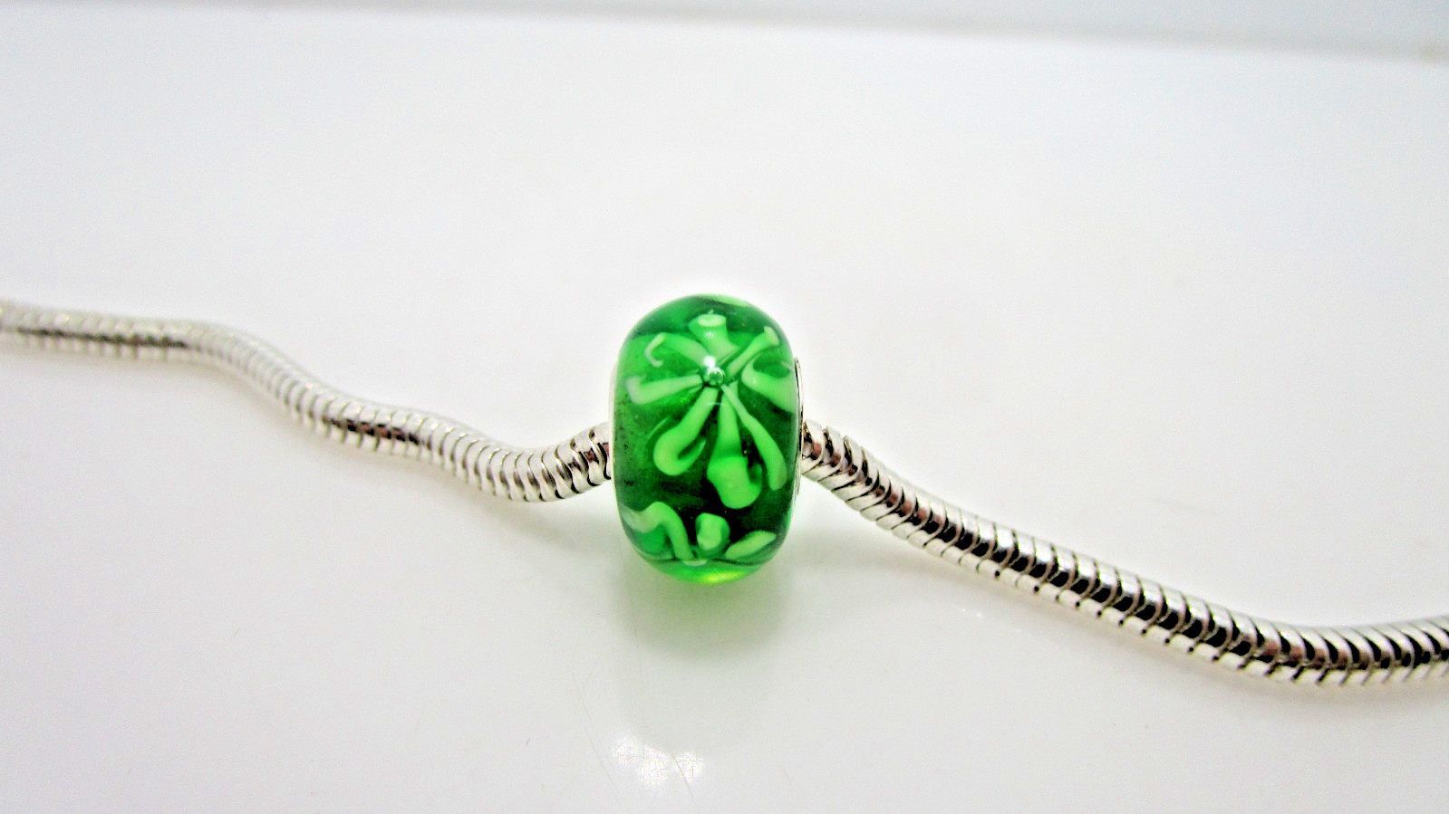 IBB Murano Glass Green Flower Charm Only for Bracelet