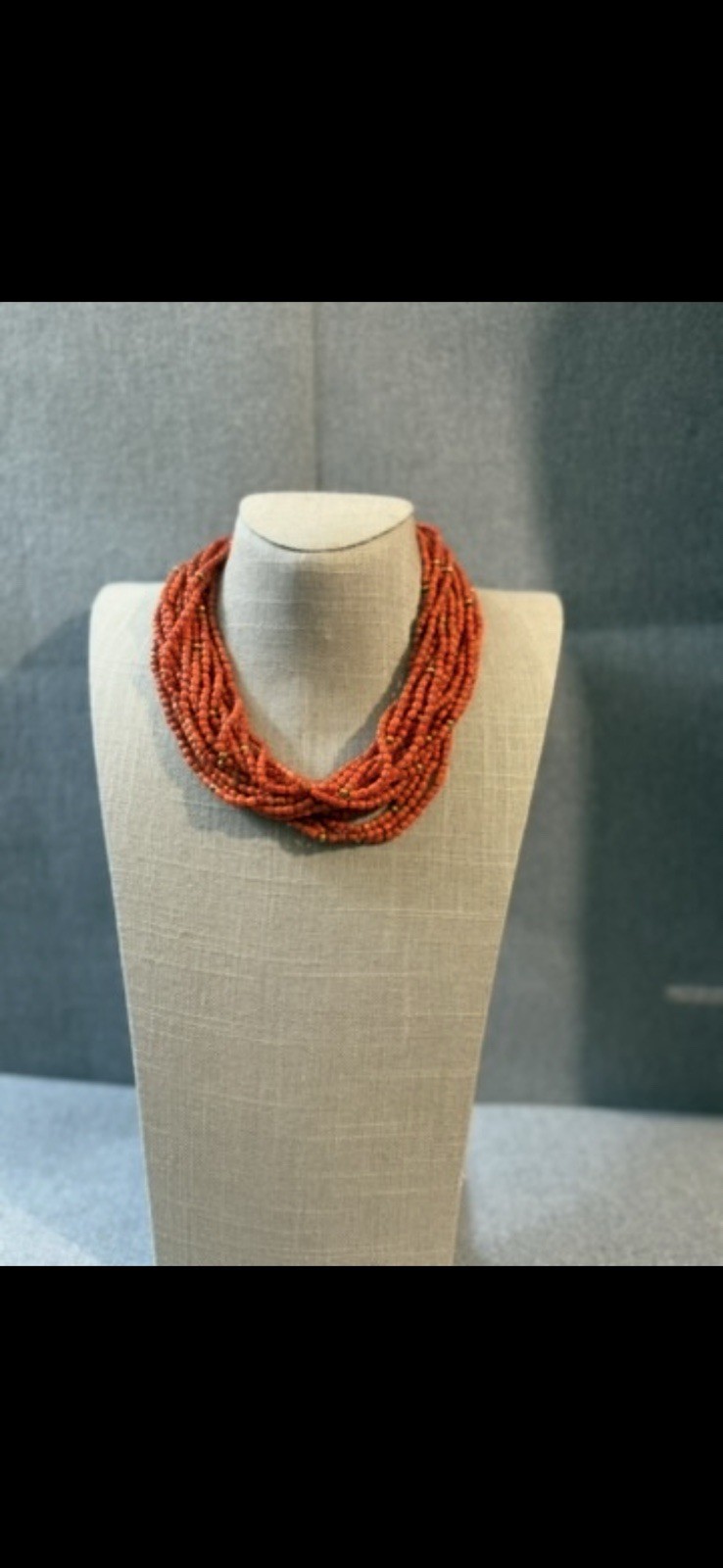 Vintage 18k Gold Multi Strand Coral Necklace Statement Chunky European 17”