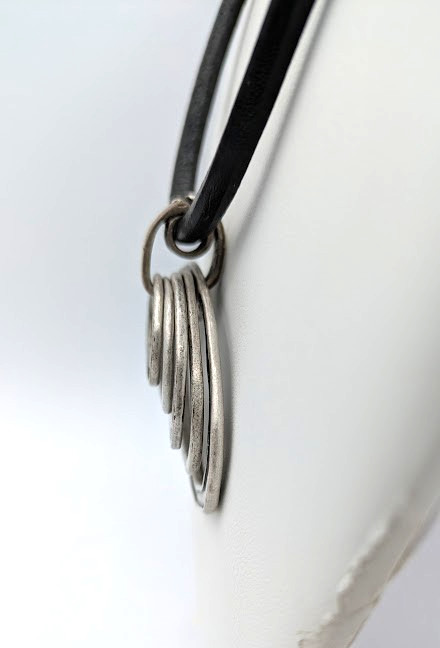 Vintage VCLM Necklace Set Leather Cord Statement Pendant Earrings Y2K