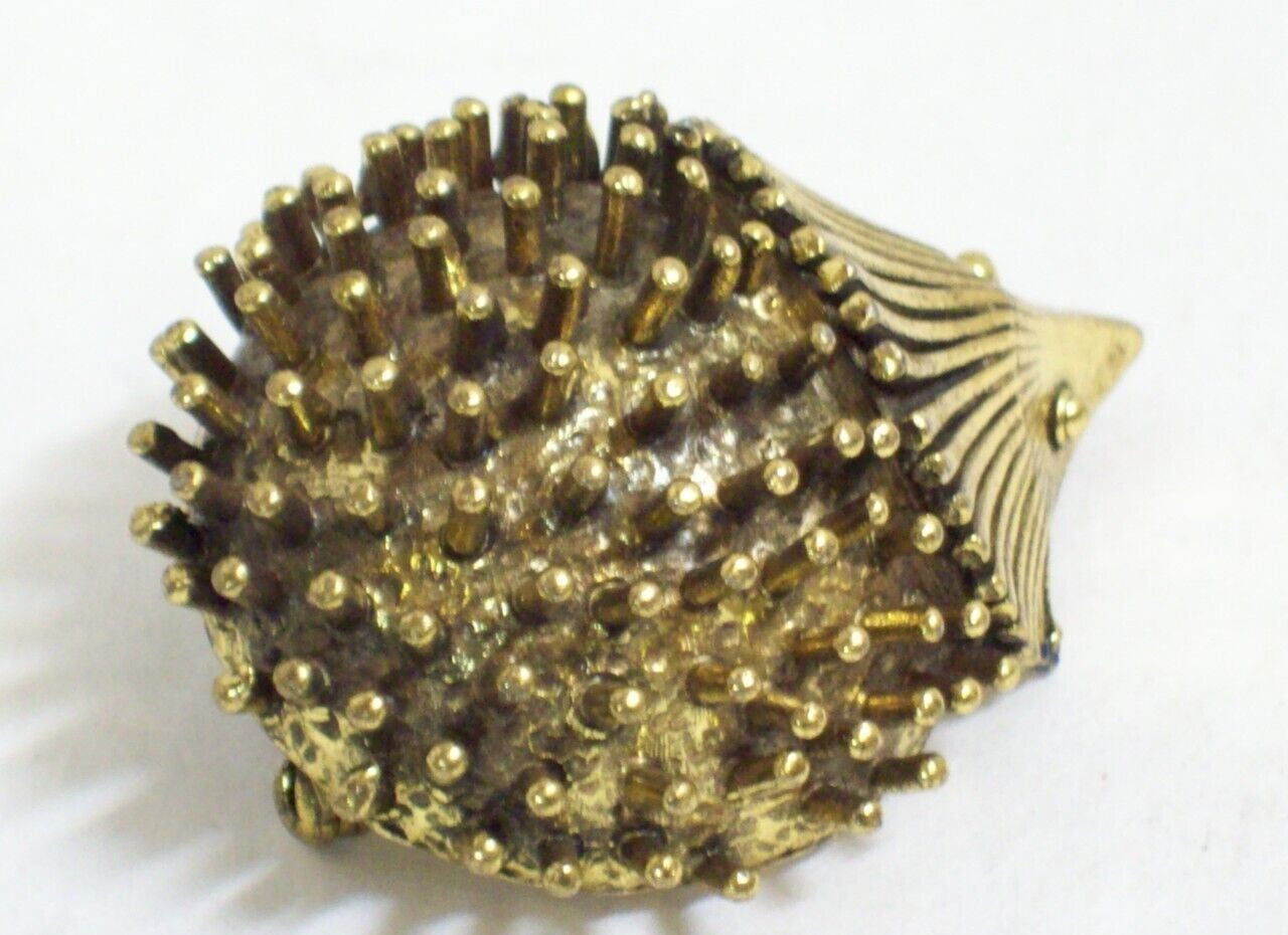 Hedgehog Zentall Pin Brutalist Brooch Retro Porcupine Modernist Abstract Vtg