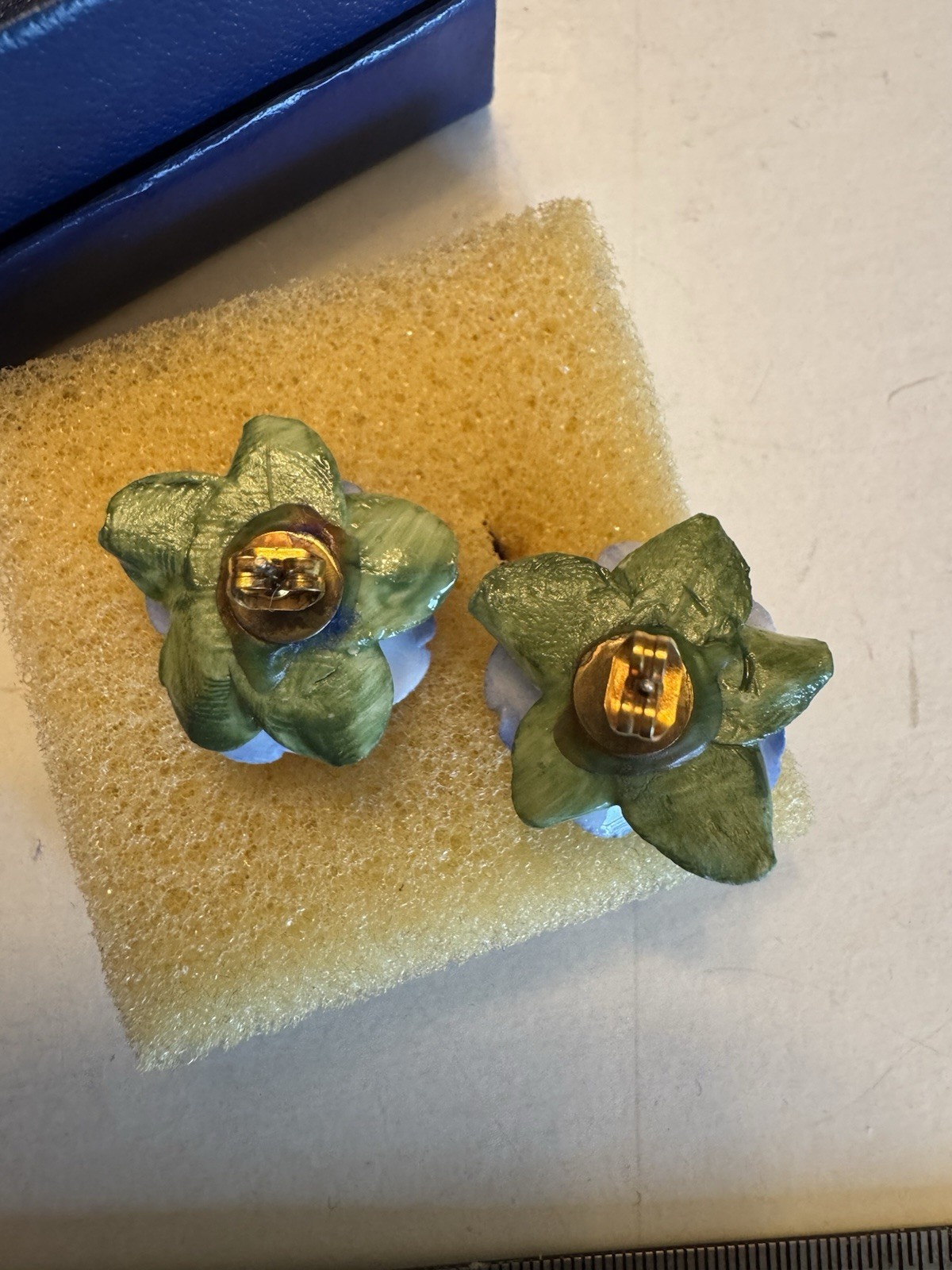Vintage Dorothy Ann Porcelain Earrings Pansy HandPainted England Box Bone China