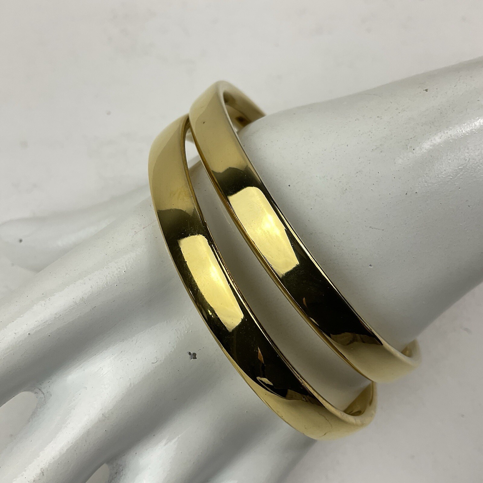 Vtg 80’s Old Stock New in Box Tacoa Gold Bangles 2 Pair 8mm Shiny Finish Size 8