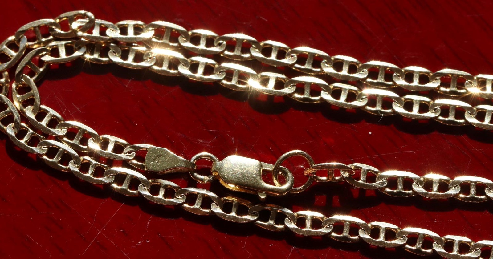 14k yellow gold necklace 19.5″ anchor / mariner link chain vintage 7.67gr N3502