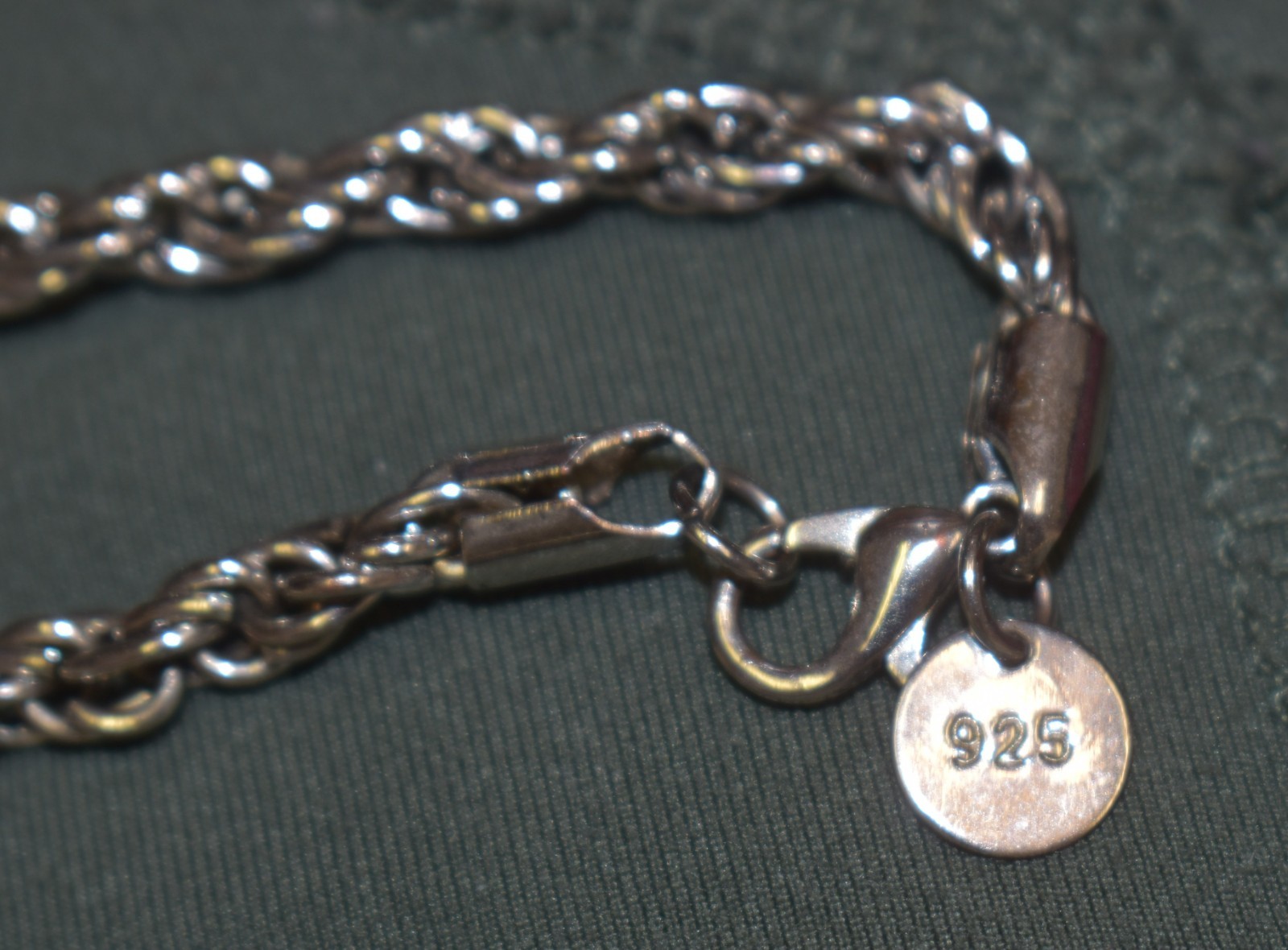 Vintage .925 Silver Double Chain Bracelet with Lobster Claw Clasp – 7″L