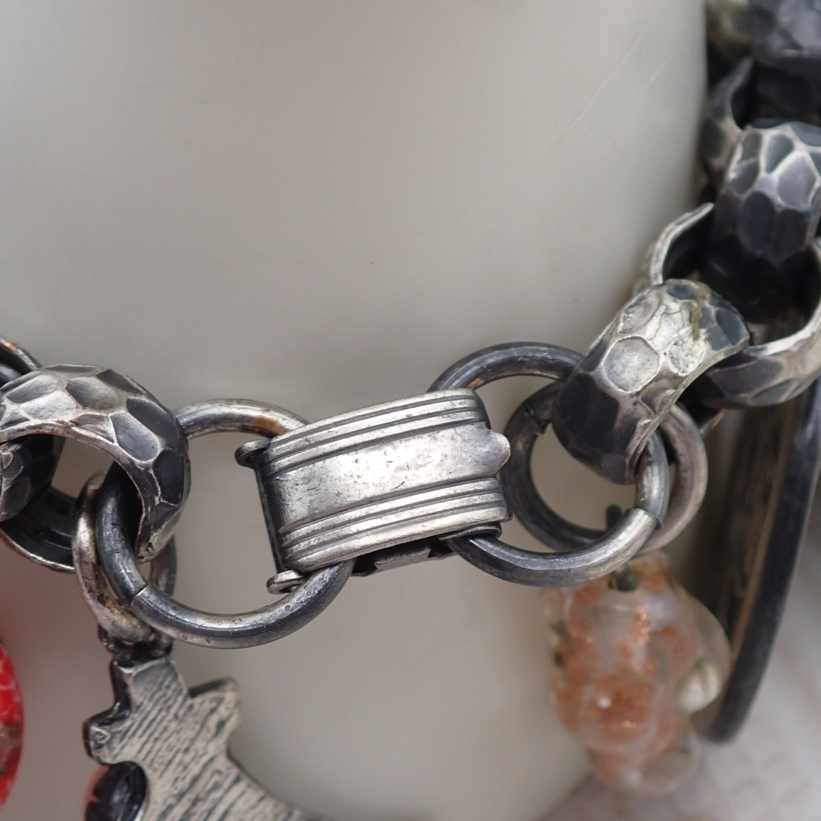 VTG Germany Unsigned Napier Buddha Shangri-La 7″ 14 Charm Chunky Bracelet