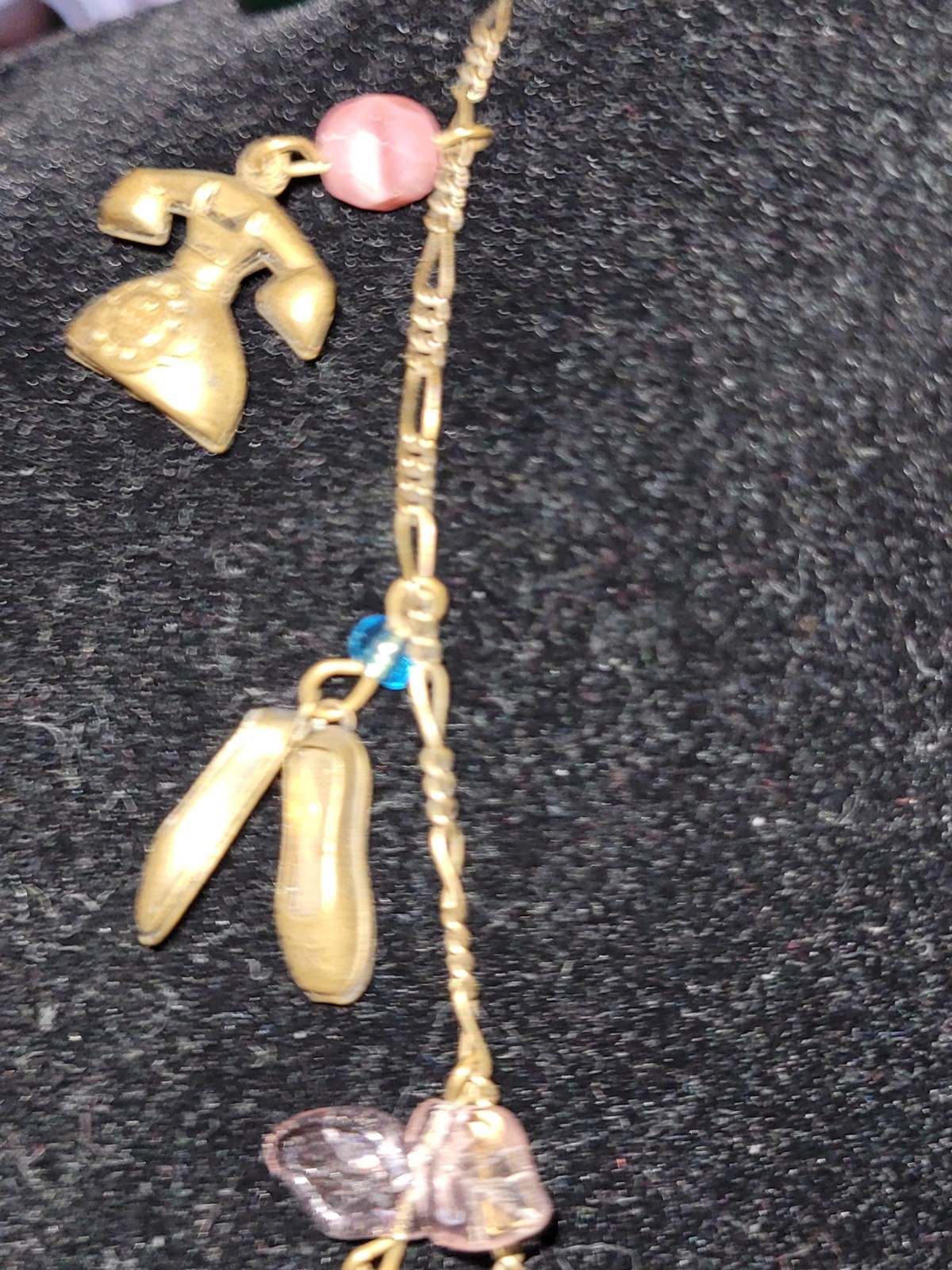 Vintage Glass Works Studio Glass Hearts Charm Chatelain Style Pendant Necklace