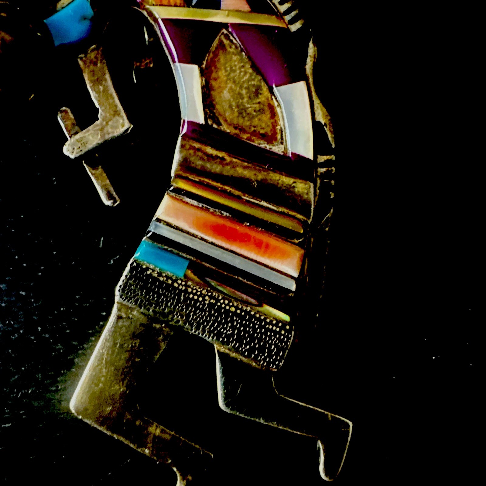 Vintage Sterling Silver Kokopelli Inlay Pendant 28.7g Navajo Zuni Style