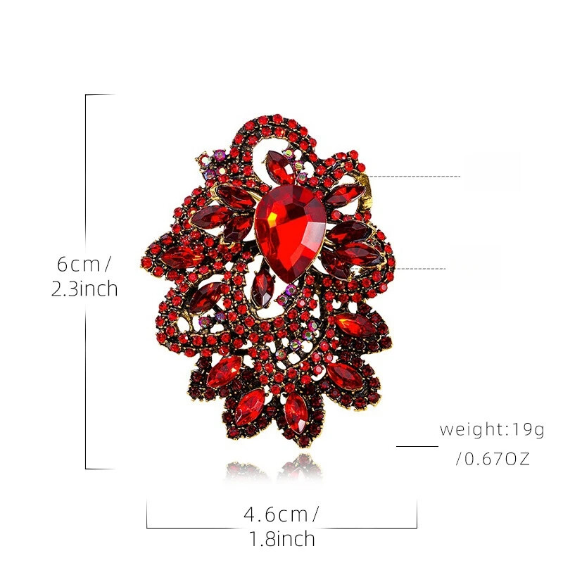 Luxury Exaggerated Full Crystal Flower Brooches Badges Fashion Accessories
