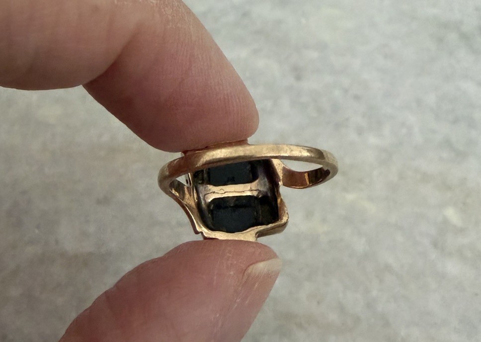 Vintage 10k Yellow Gold Diamond Art Deco Onyx Ring Size 5.25