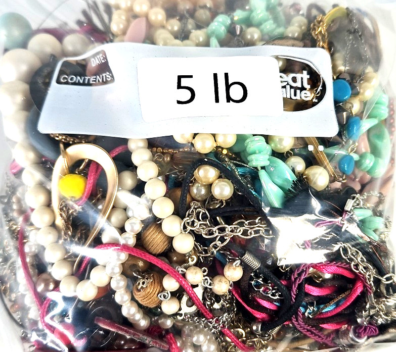 5 Lbs Bulk Craft Jewelry Lot Assorted Junk Repurpose Wearable