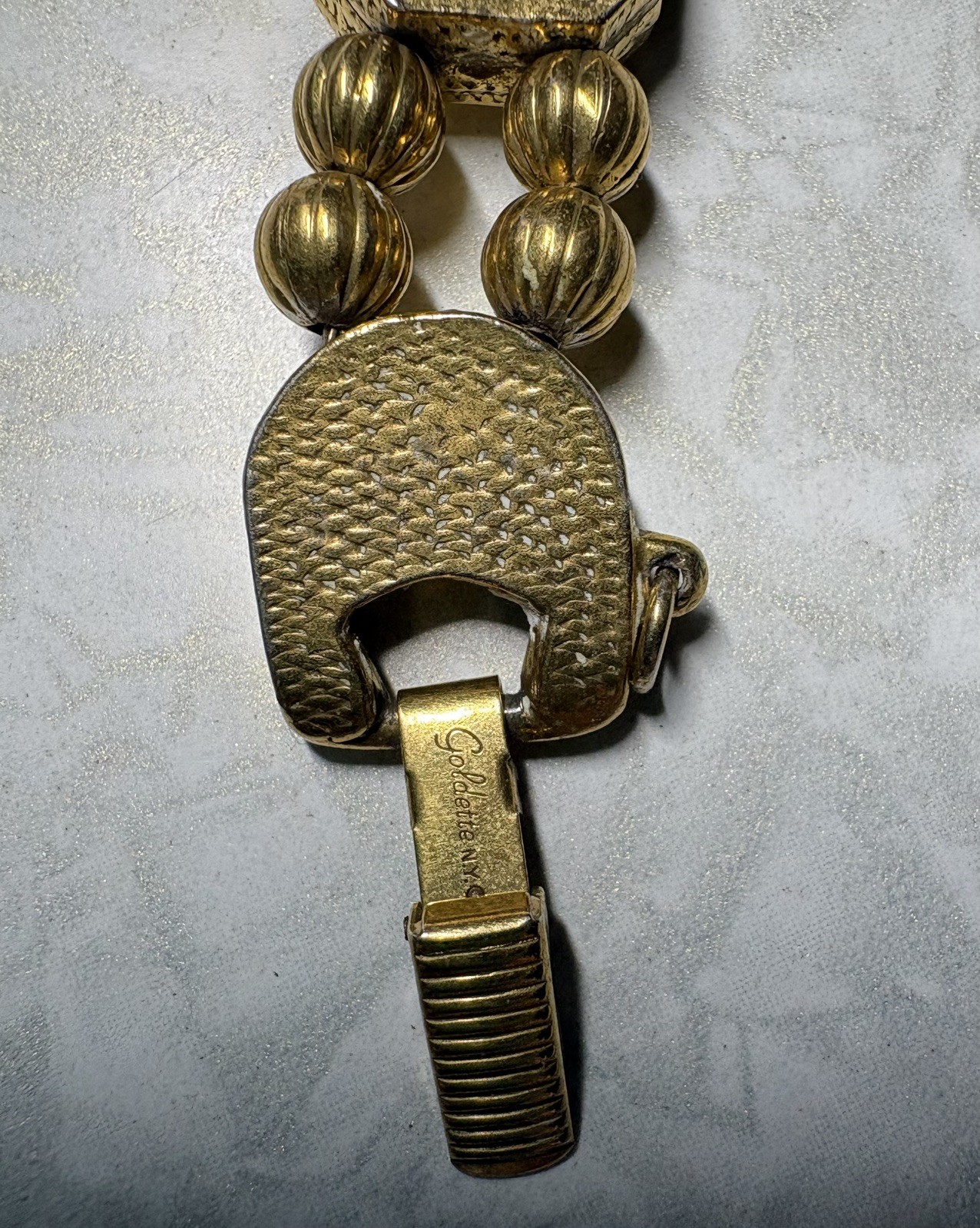 Vintage Slides Charm Bracelet Goldette Signed 7inches