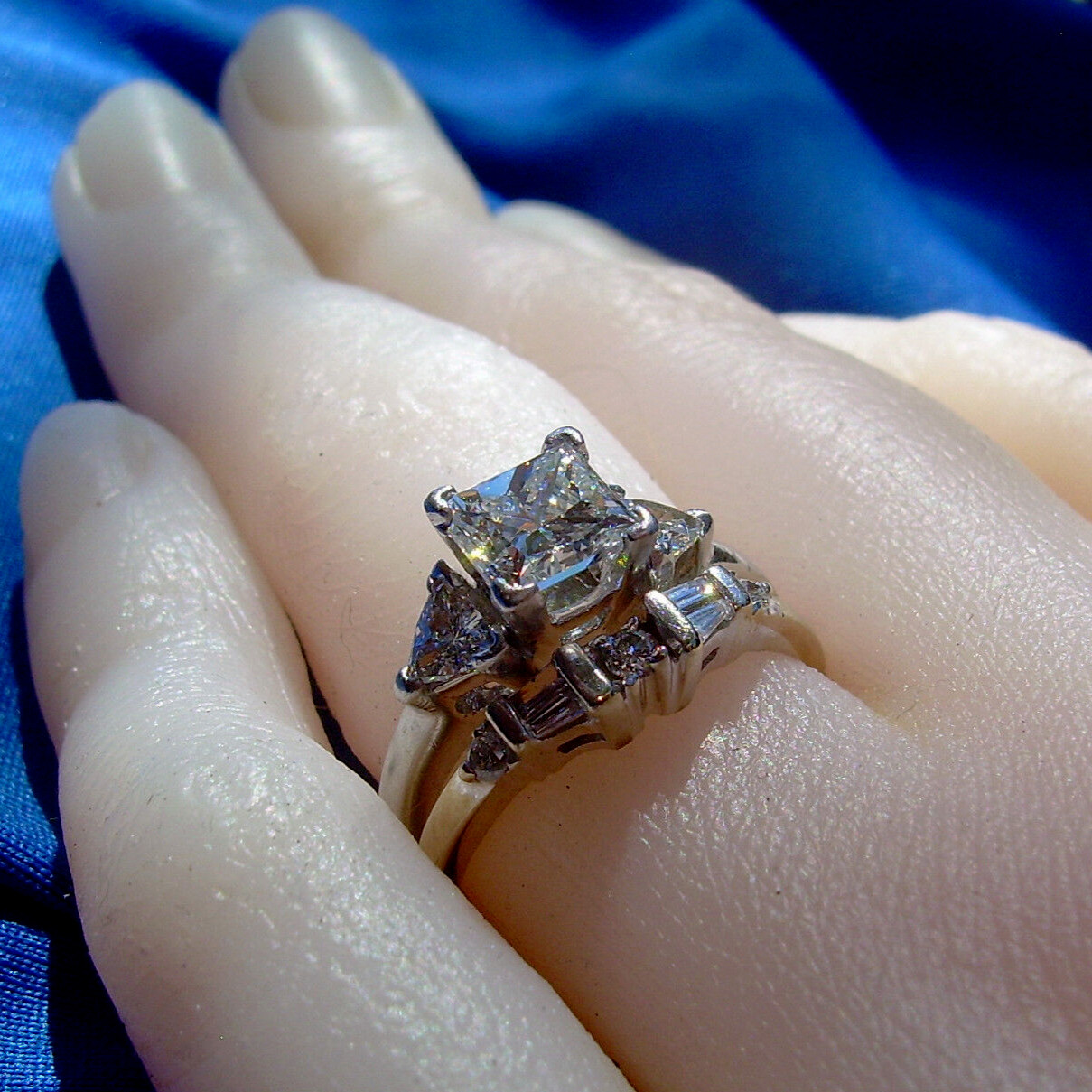 Original EARTH MINED DIAMOND Wedding Band Stack Design 14K WHITE GOLD Ring Guard