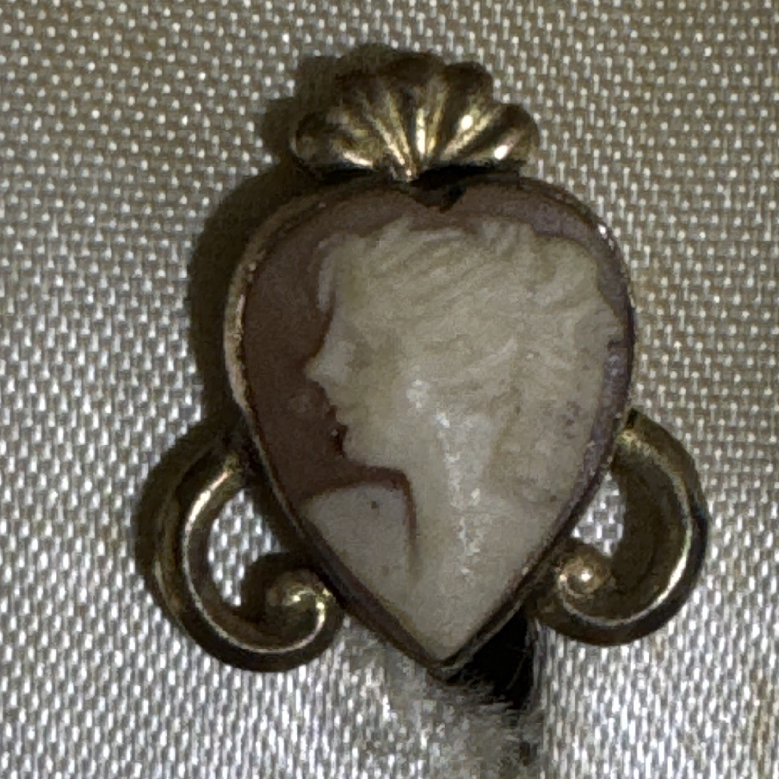 Vintage Hand Carved Cameo Brooch & Earrings Set 12K Gold Filled