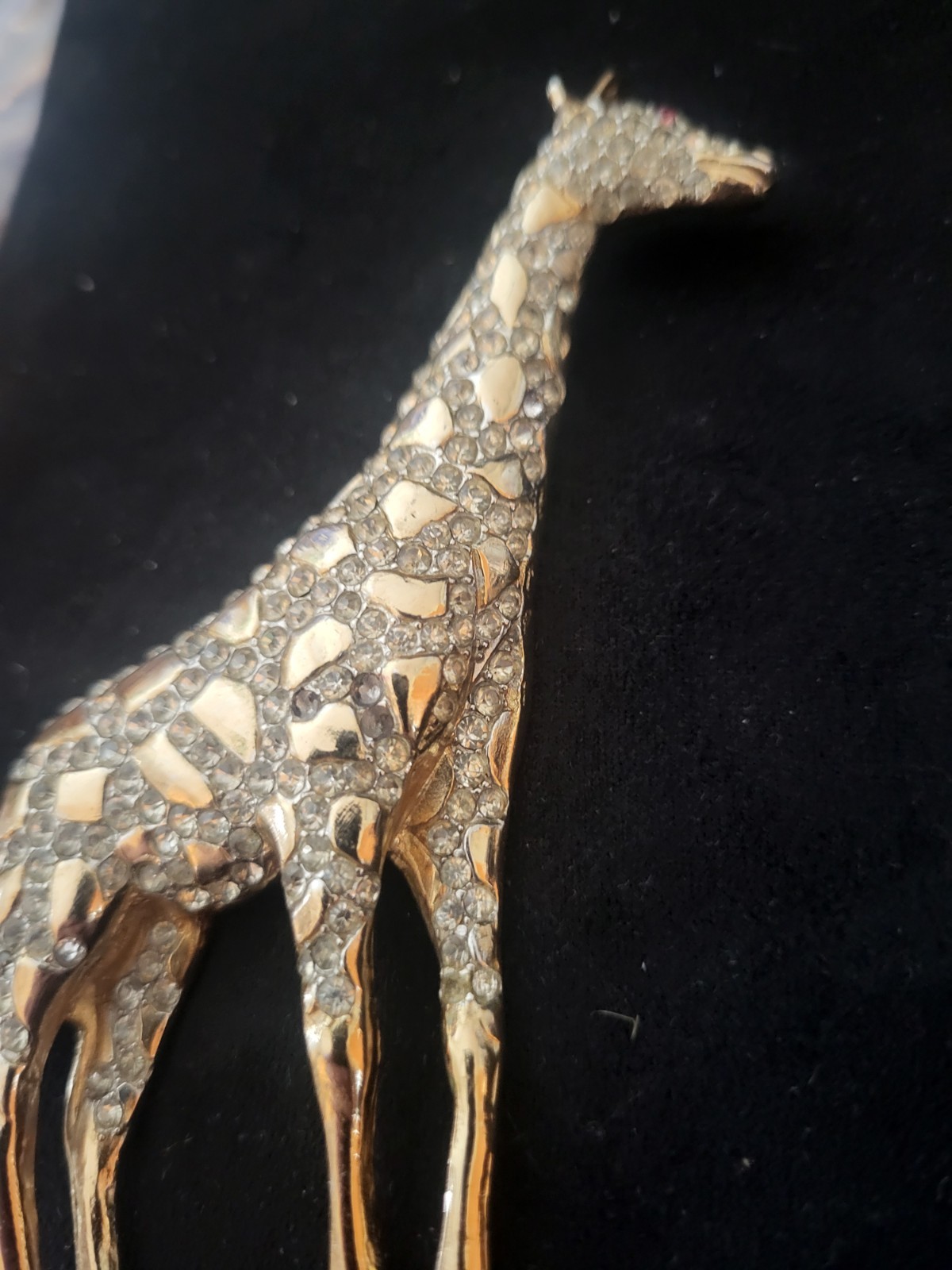 Vtg Signed Coro??GIRAFFE BROOCH Gold Tone Vintage Book piece Missing 4 Stones
