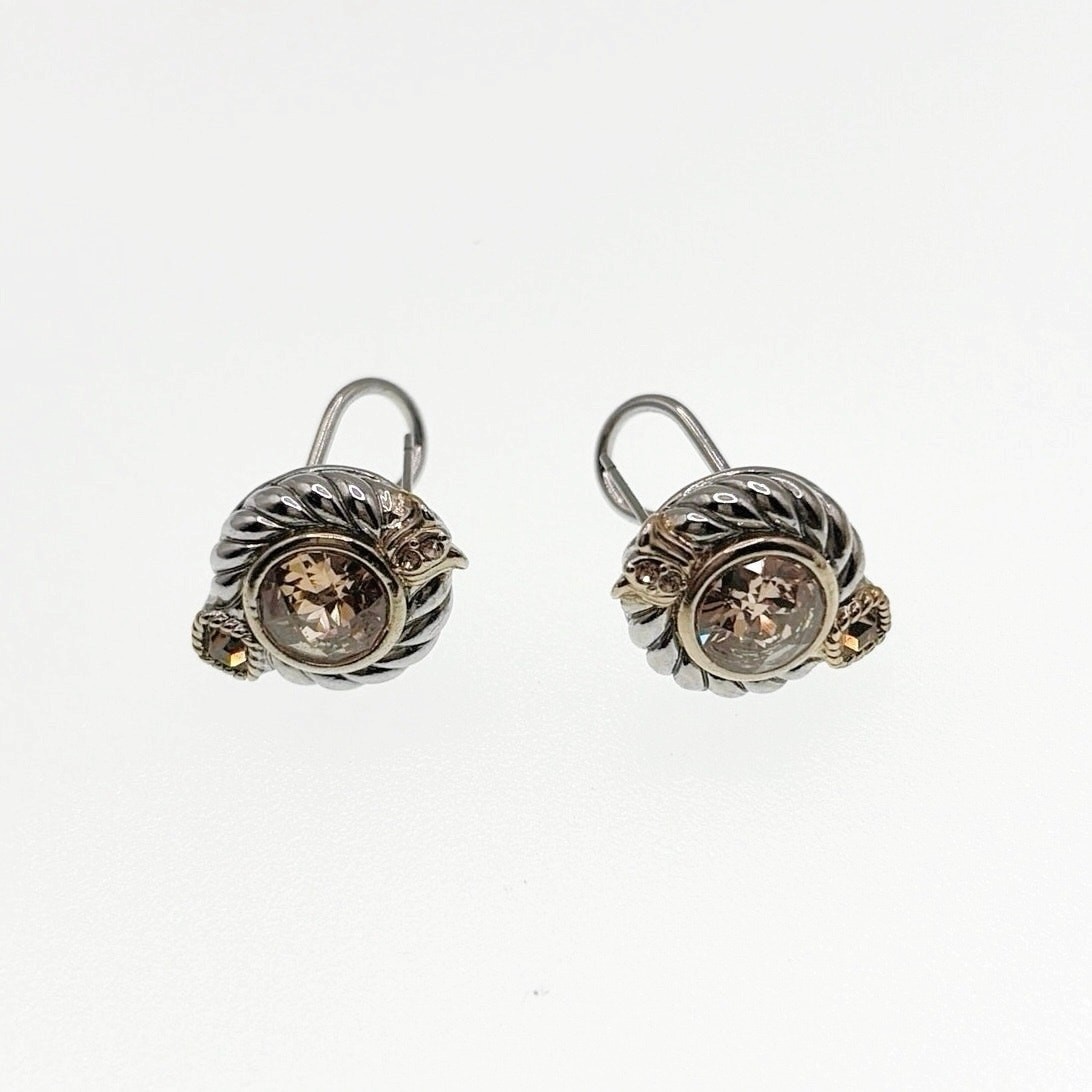 Retro Silver Tone Cubic Zirconia Citrine Stones