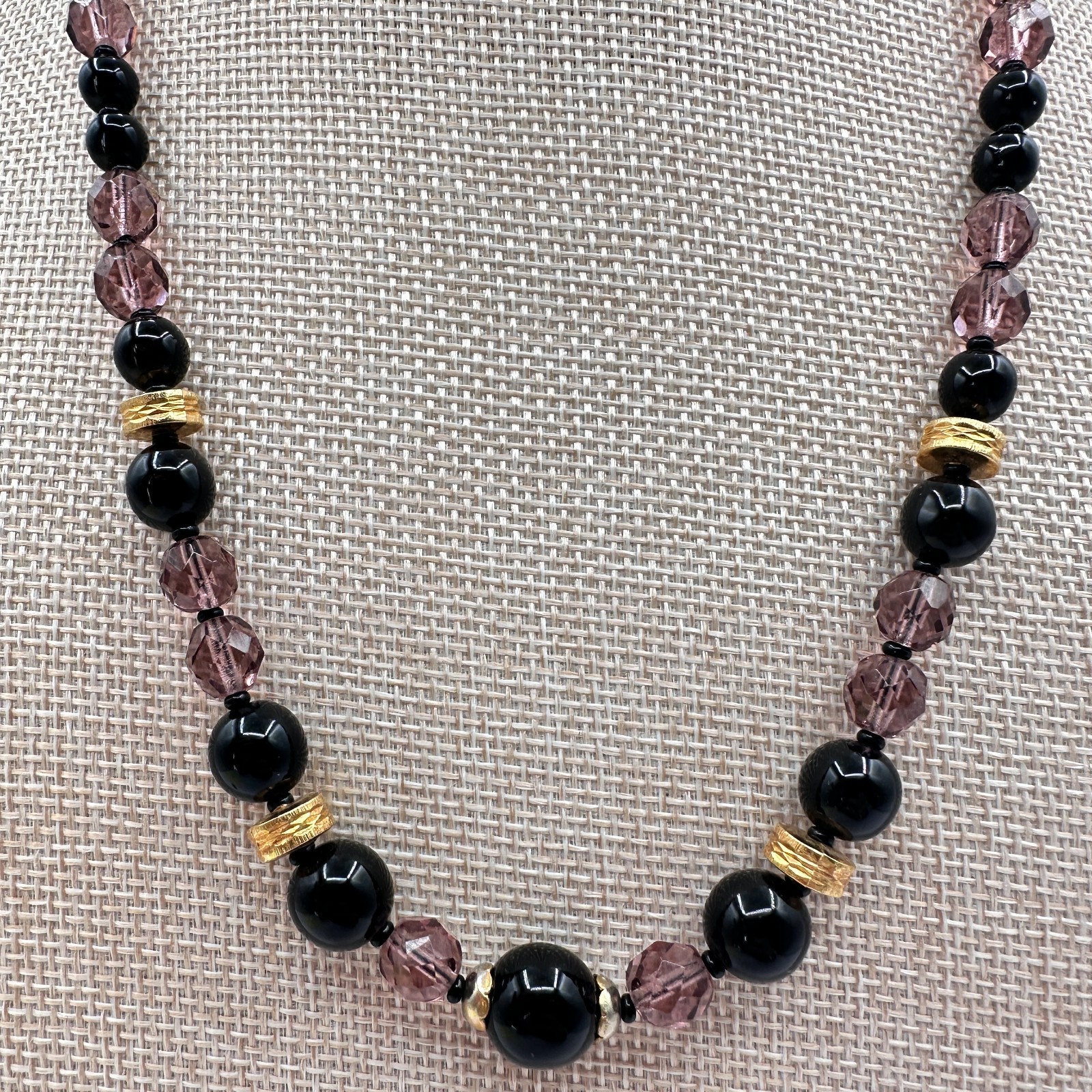Vintage 90s Gold Tone Beaded Statement Necklace Boho Women’s Classic Jewelry