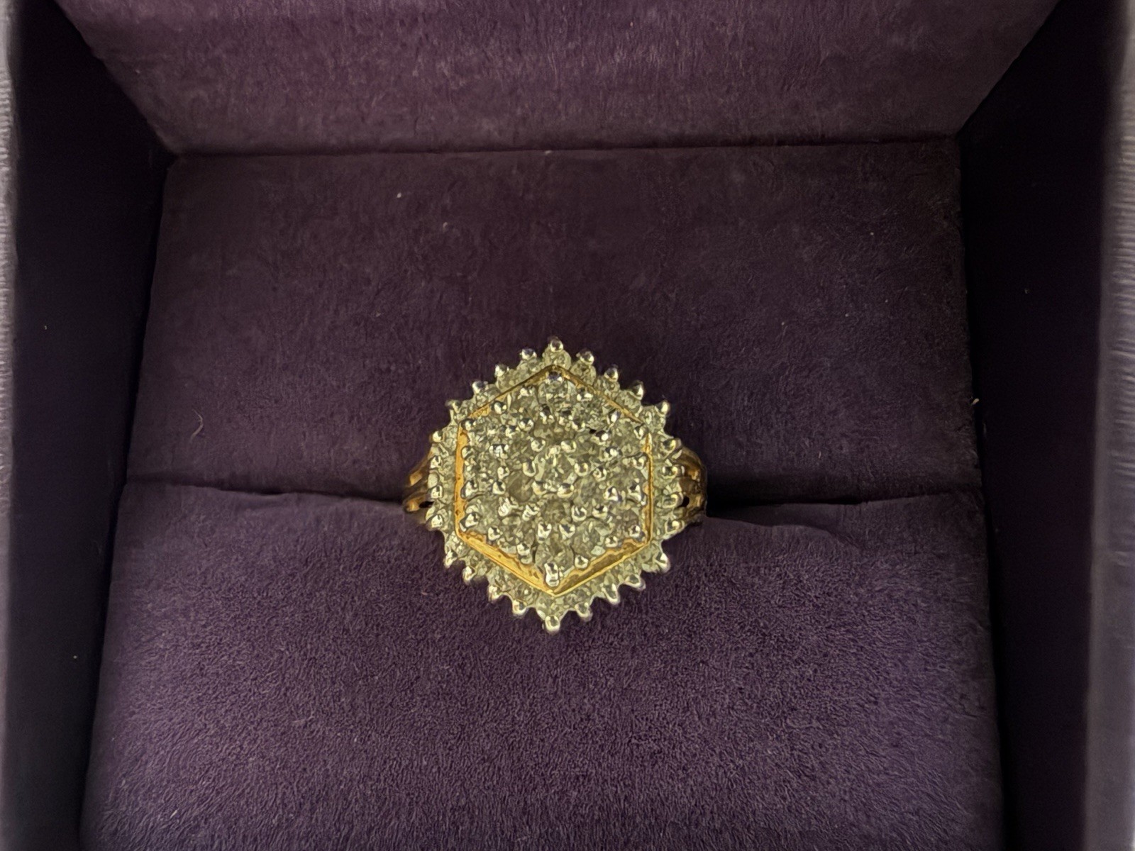 C. 1980 Vintage 1.15 ct. t.w. Diamond Cluster Ring in 14kp Gold. Size 7.5