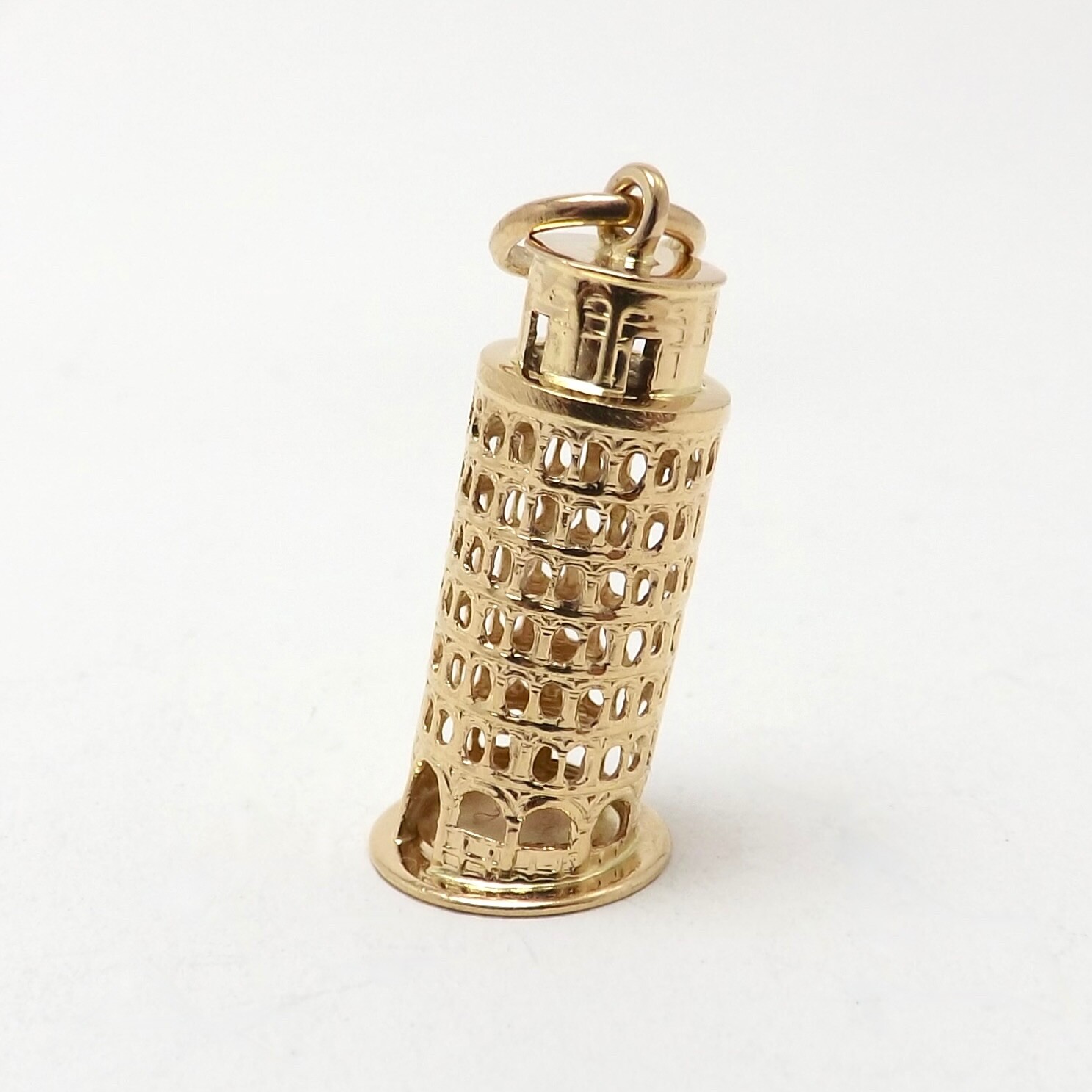 Solid 18k Gold Leaning Tower Of Pisa Charm Pendant Italy 750 Vintage