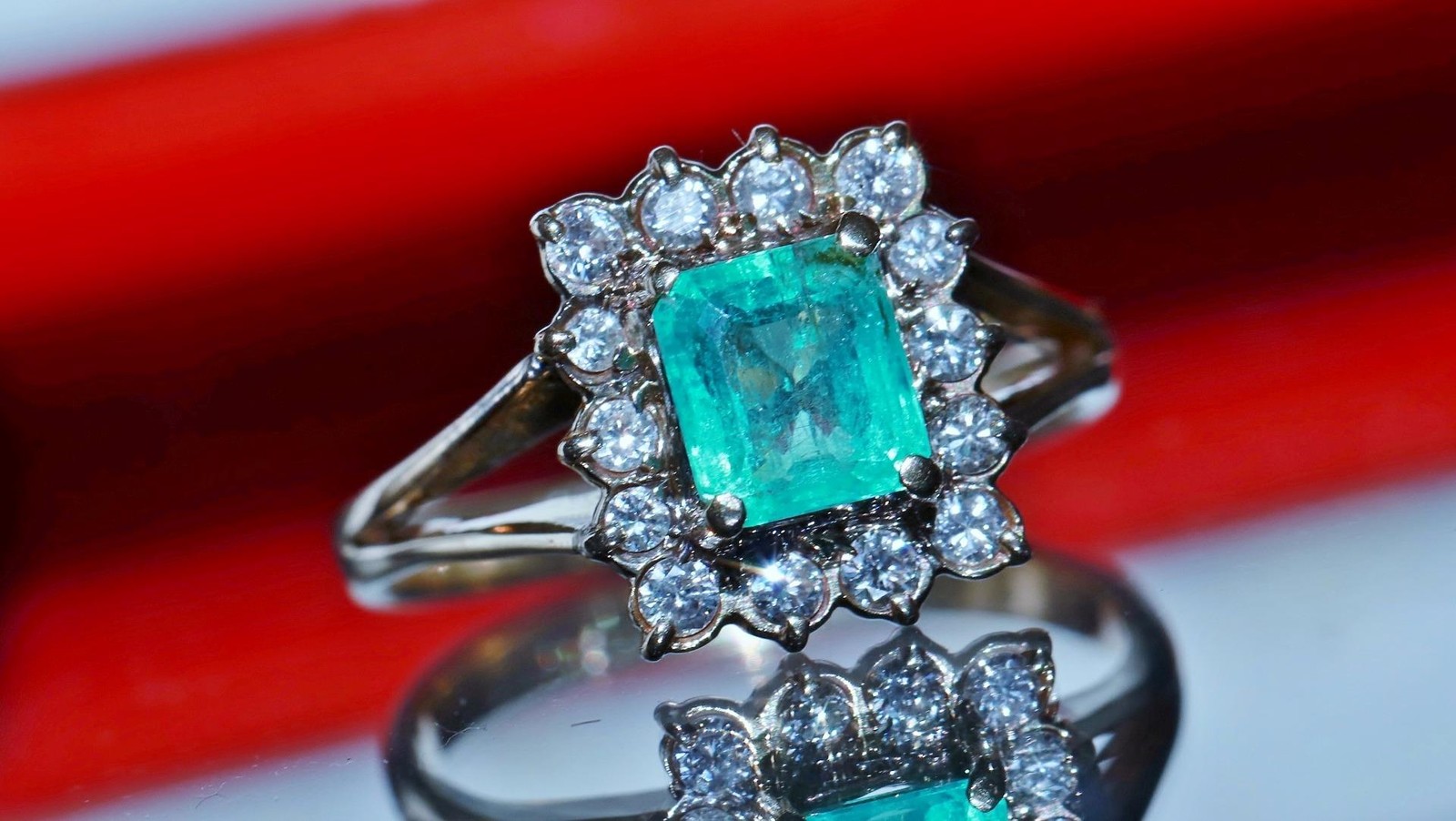 14k rose gold 0.78ct natural diamond sz 4.25 ring emerald vtg treated 2.50g 3823