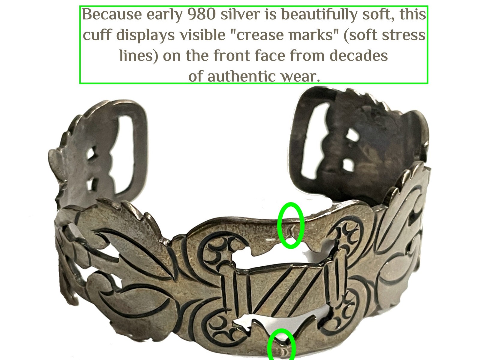 Early Taxco Artemio Navarrete Cuff Bracelet. 980 Silver. 1940s Mexico. Vintage