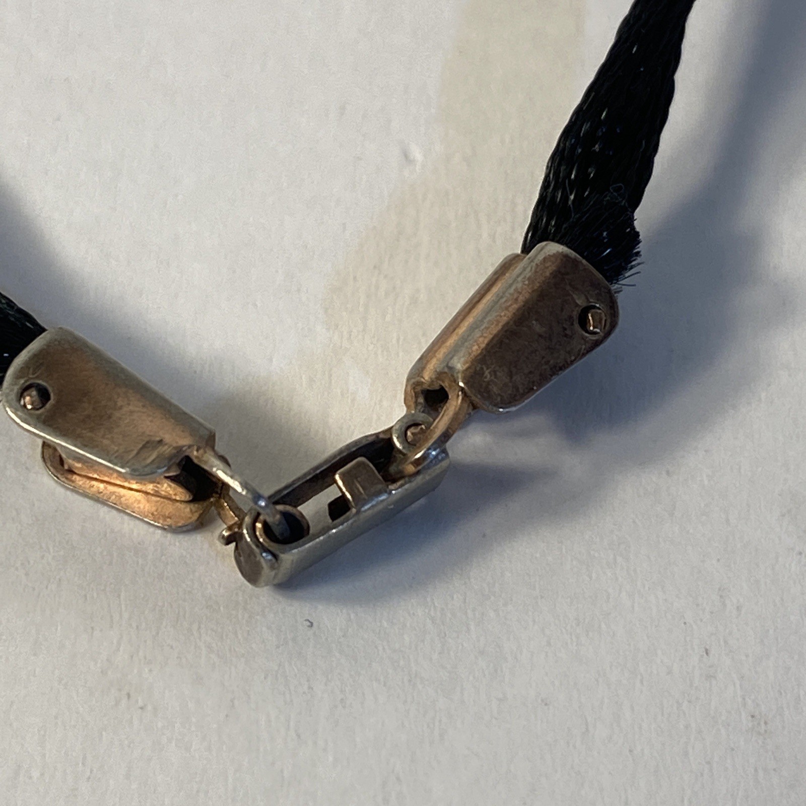 Vintage Bracelet Black Cord W/Gold Tone & Red Stone Small