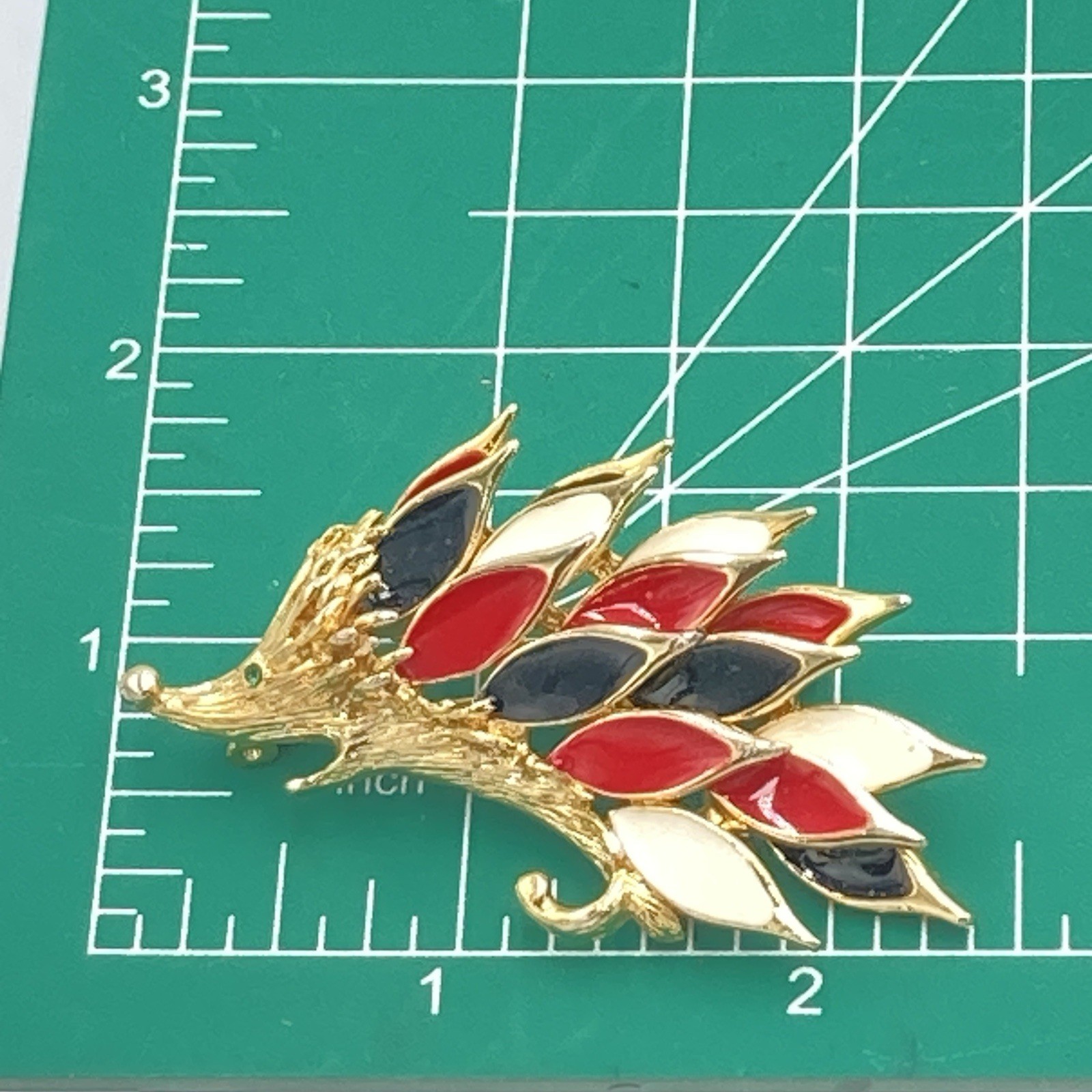 Vintage Signed ORENA Paris Hedgehog Brooch Gold Tone Enamel Pin France rare htf