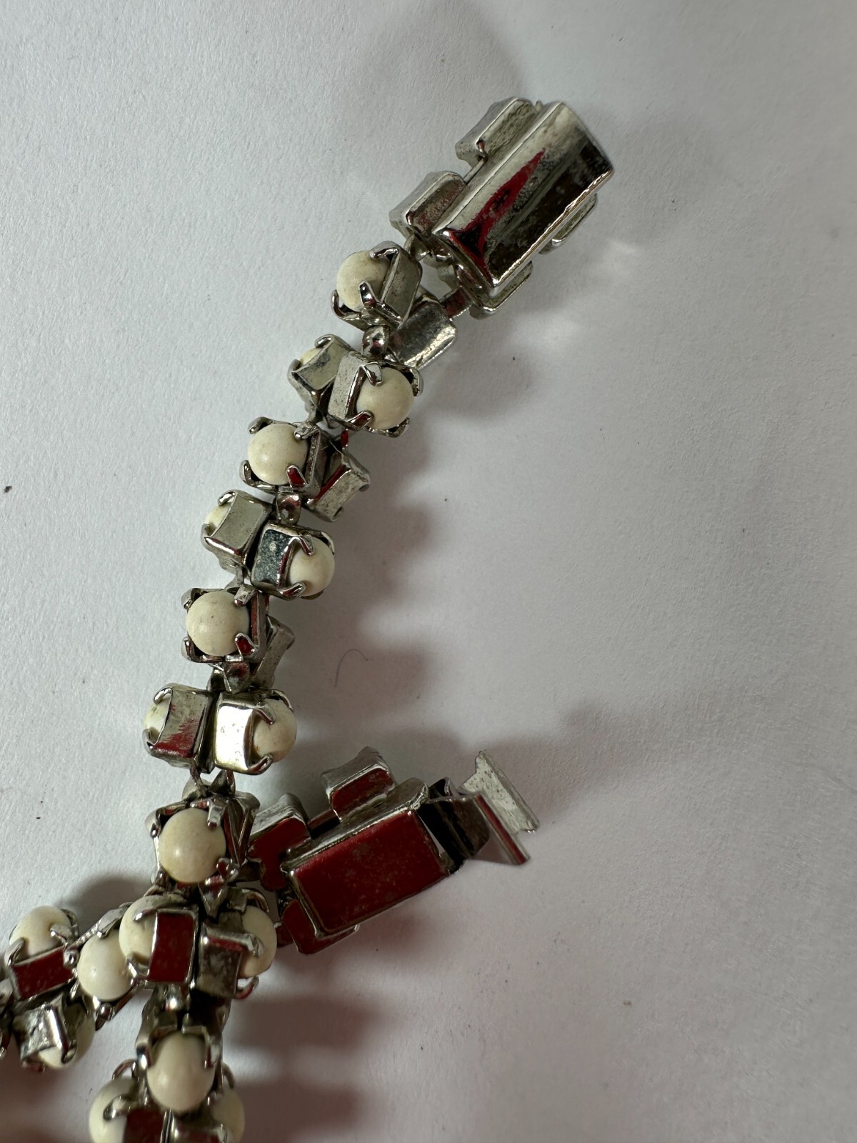 Vintage Necklace Popcorn Chain White Bead Chunky