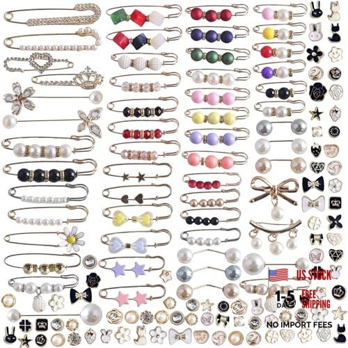 Charms for Socks 140pcs Brooches and Pins for Women Brooch Pins Button Pins