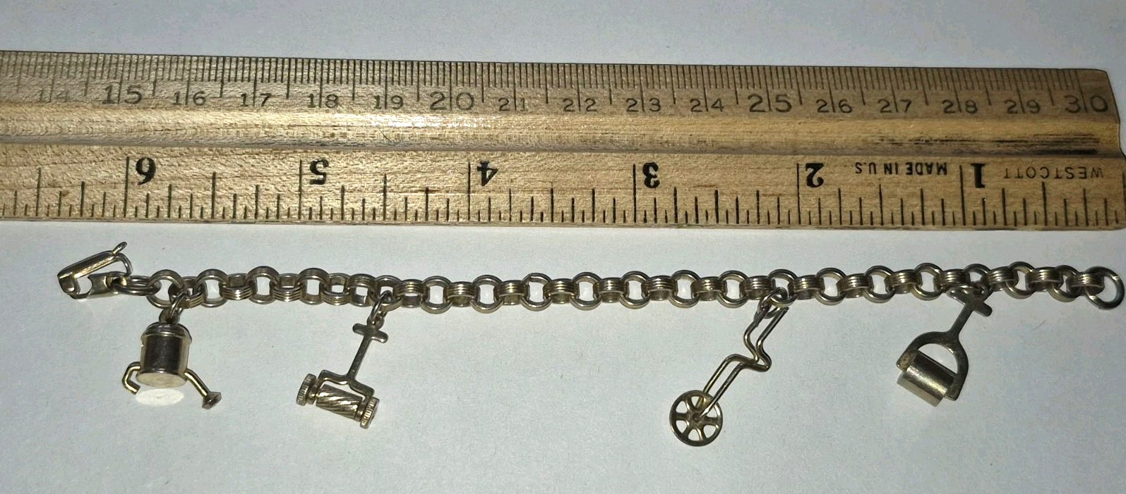 Vintage signed CORO with GARDEN moving Charms Bracelet costume jewelry
