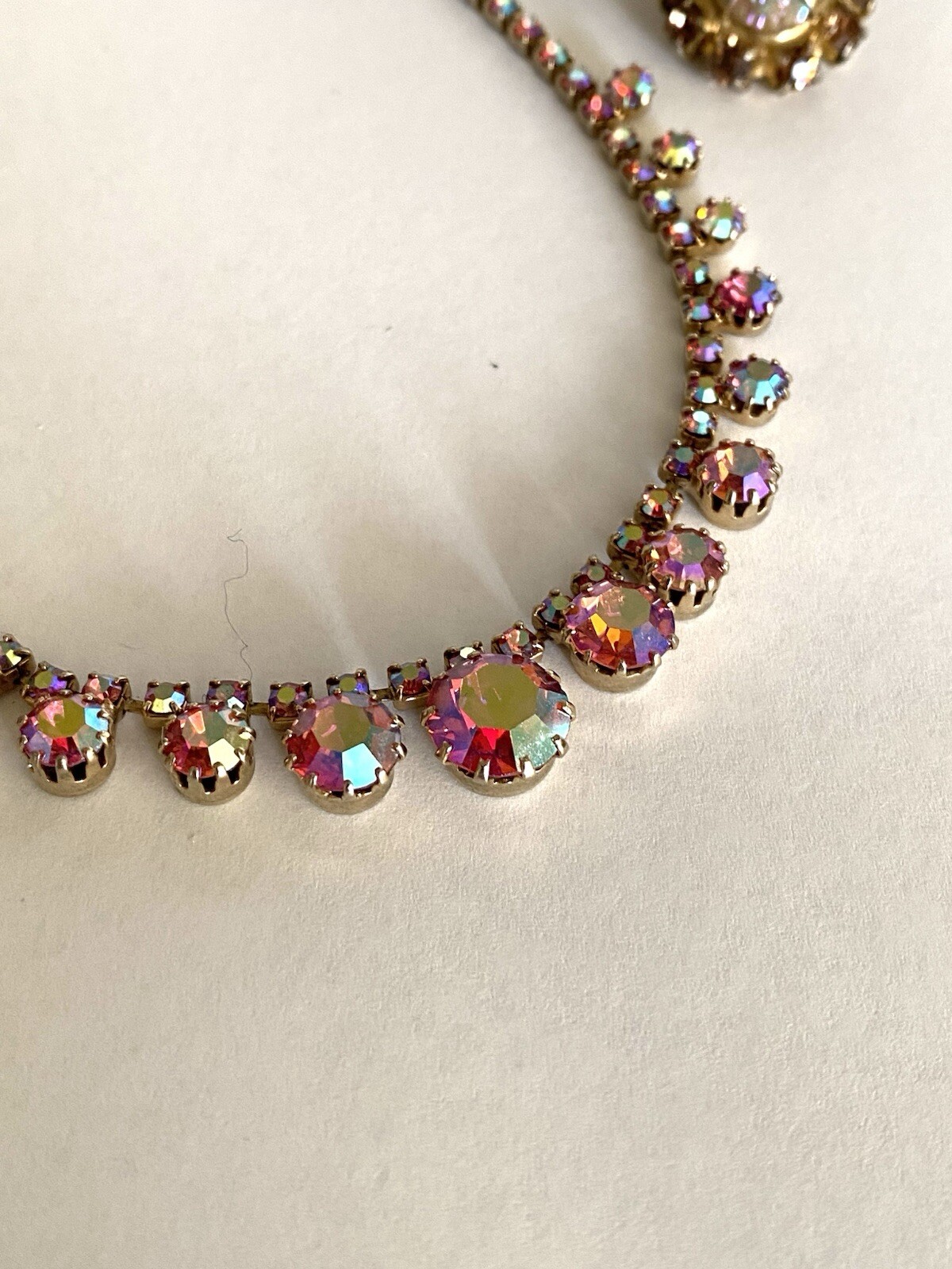 Vintage Pink Aurora Borealis Choker Necklace Only