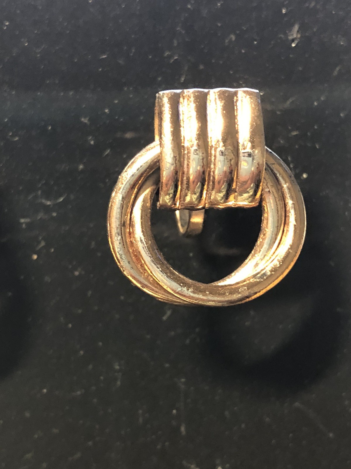 VTG. MEXICO SILVER DAINTY DOOR KNOCKER SCREWBACK EARRINGS ROSE GOLD COLOR .75″