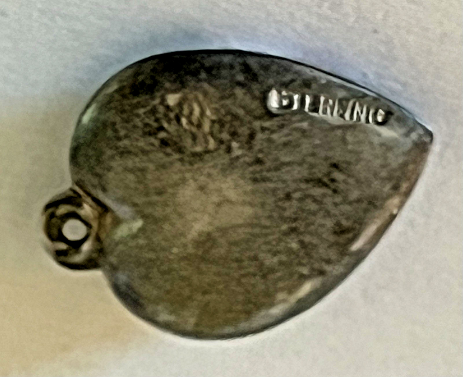 Sterling Silver Heart Flower Charm Puffy Enamel Pansy Stamped 925 Vintage Blue