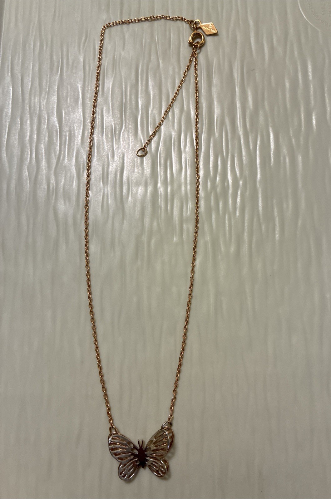 Vintage Sarah Coventry Two-Tone Butterfly 15-17 Inch Necklace (1980)