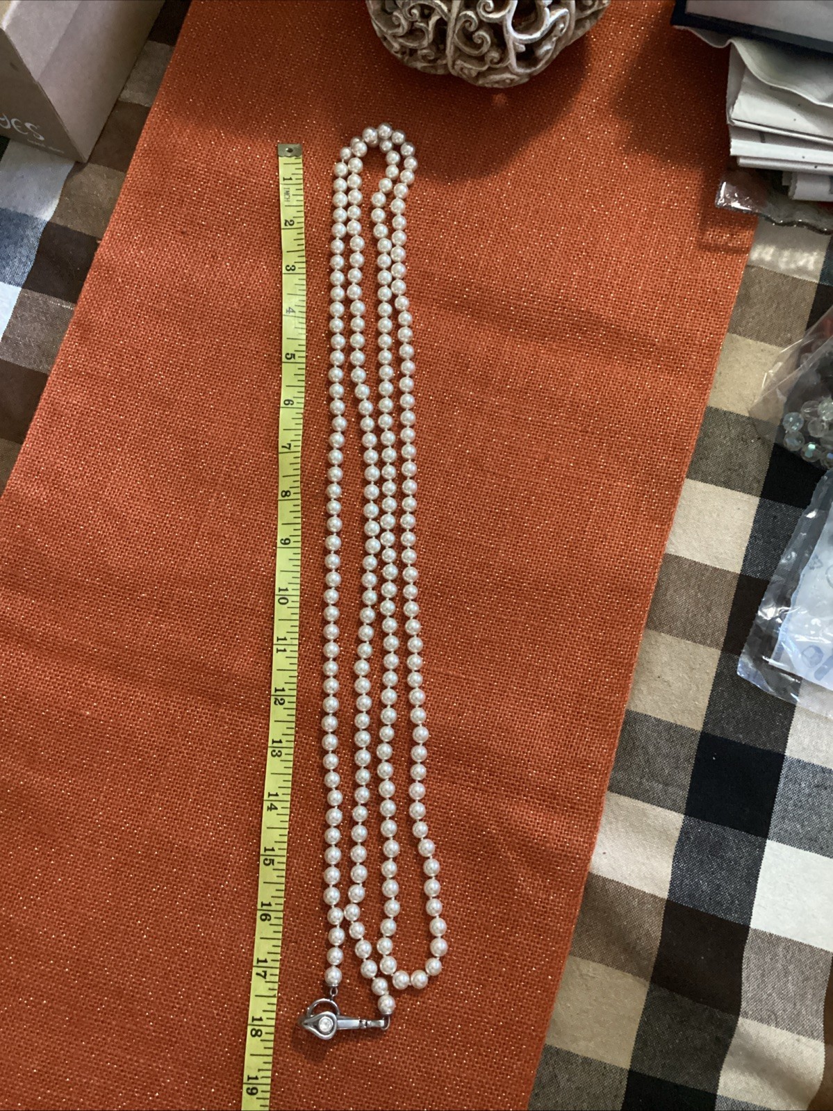 Vintage Henri Bendel 10mm Faux Pearls Necklace 74” STUNNING! Signed