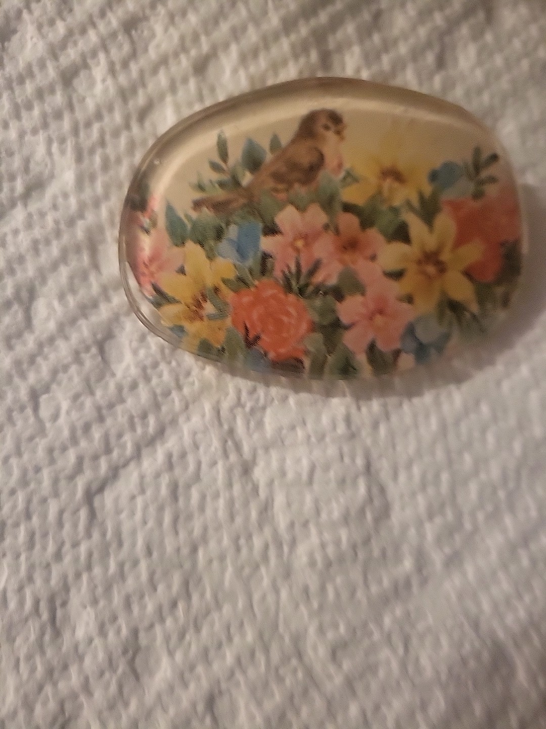 Vintage Pin with A Bird and Flower On A Branch almost 2 In