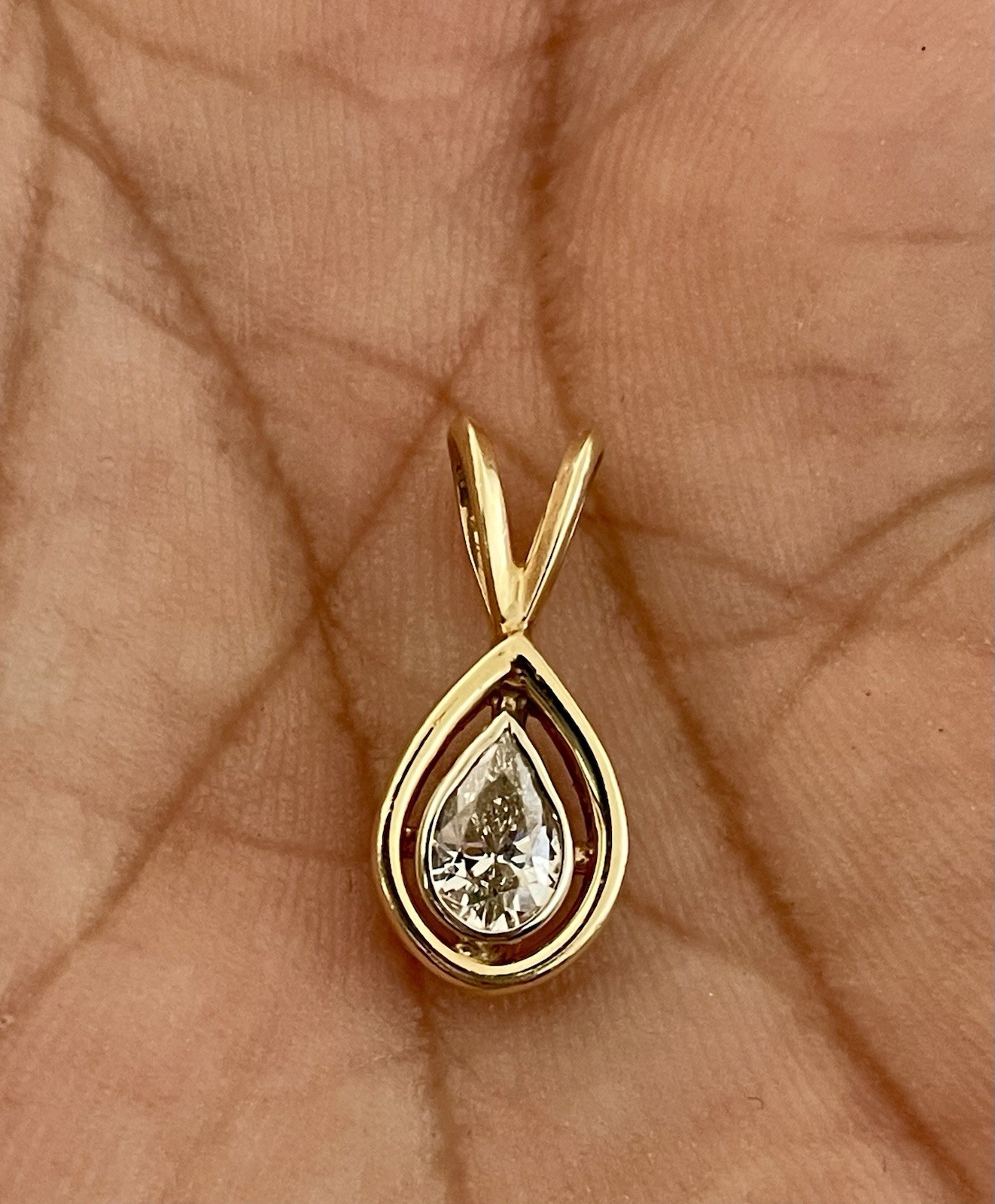 14K Yellow Gold 0.35CT Diamond Solitaire Pendant (BU150)