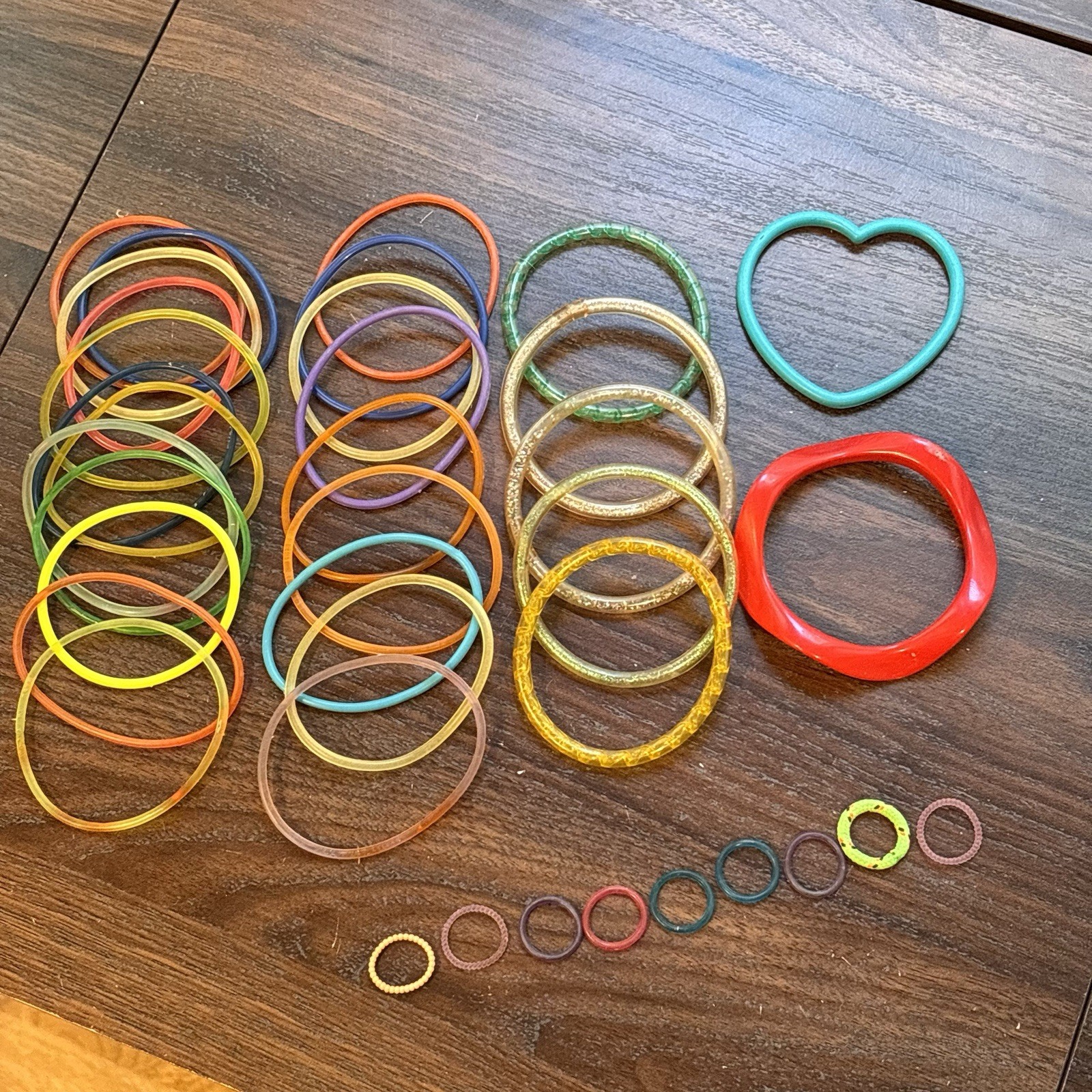 Vintage 1980s Jelly Bracelets Glitter Bangles Jelly Rings Lot Of 37 Pieces