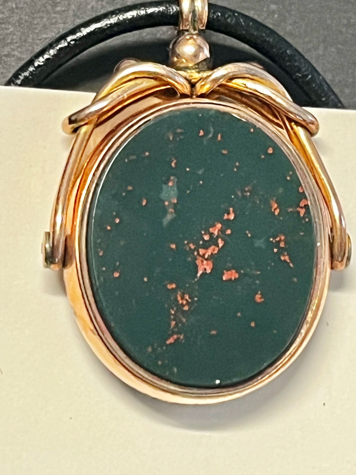 English Antique Bloodstone & Carnelian Spinner Pendant 9K