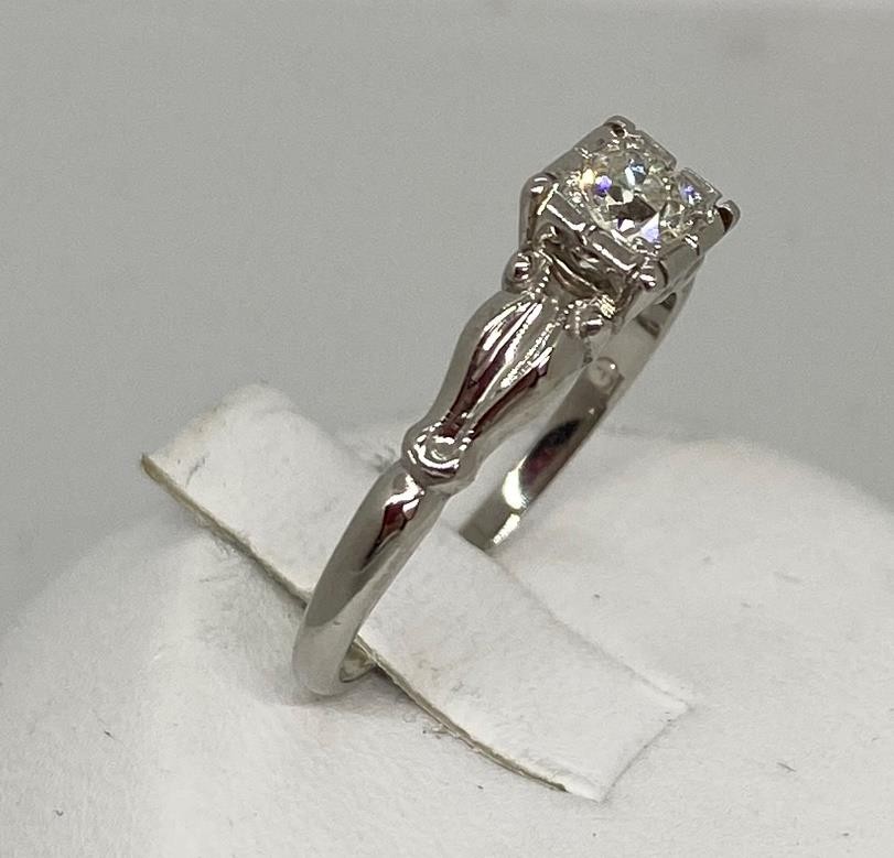 Vintage Platinum apx .20 ct Old European Cut Diamond SINC circa 1930 sz 7.5 #R61