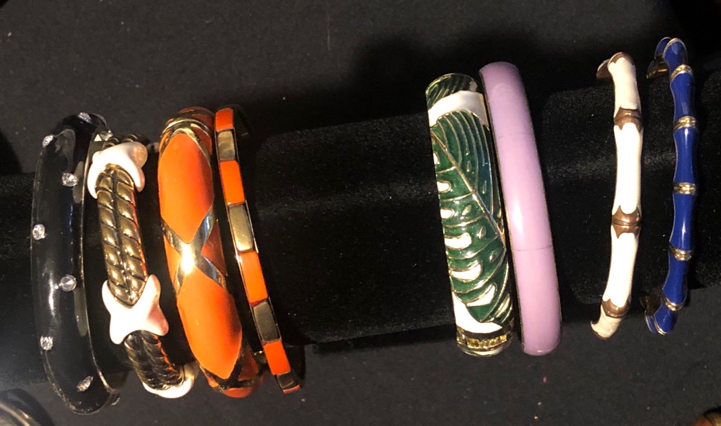 8 Nice Colorful Enameled Metal Cuff Bangle Bracelets one / Stella And Dot