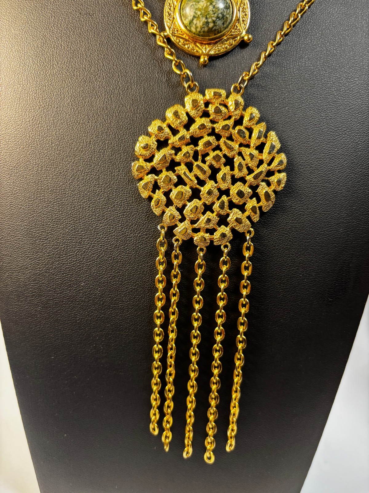 Pendant Necklaces Gold Tone Chunky Statement Express Signed Maximalist