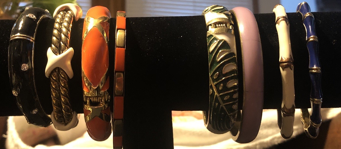 8 Nice Colorful Enameled Metal Cuff Bangle Bracelets one / Stella And Dot