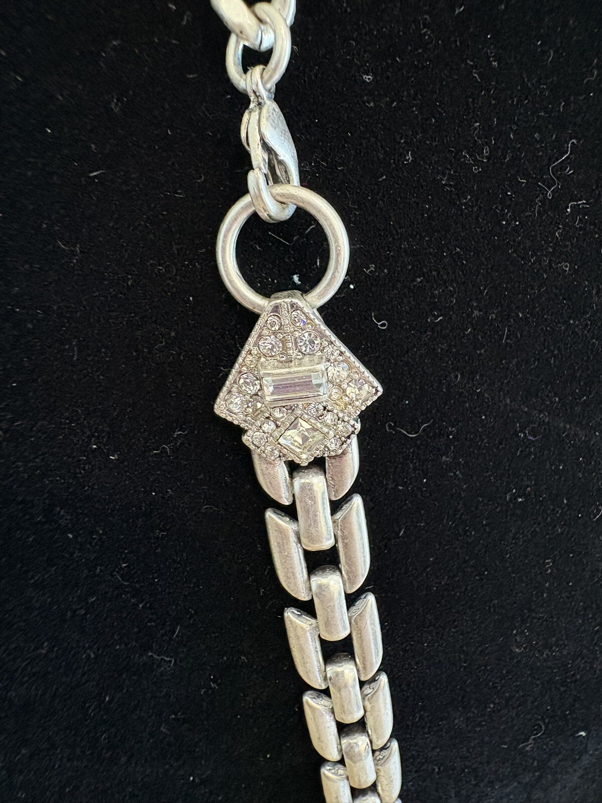 Stella & Dot Necklace Casablanca Rhinestone Silver Tone Convertible Pendant 18”