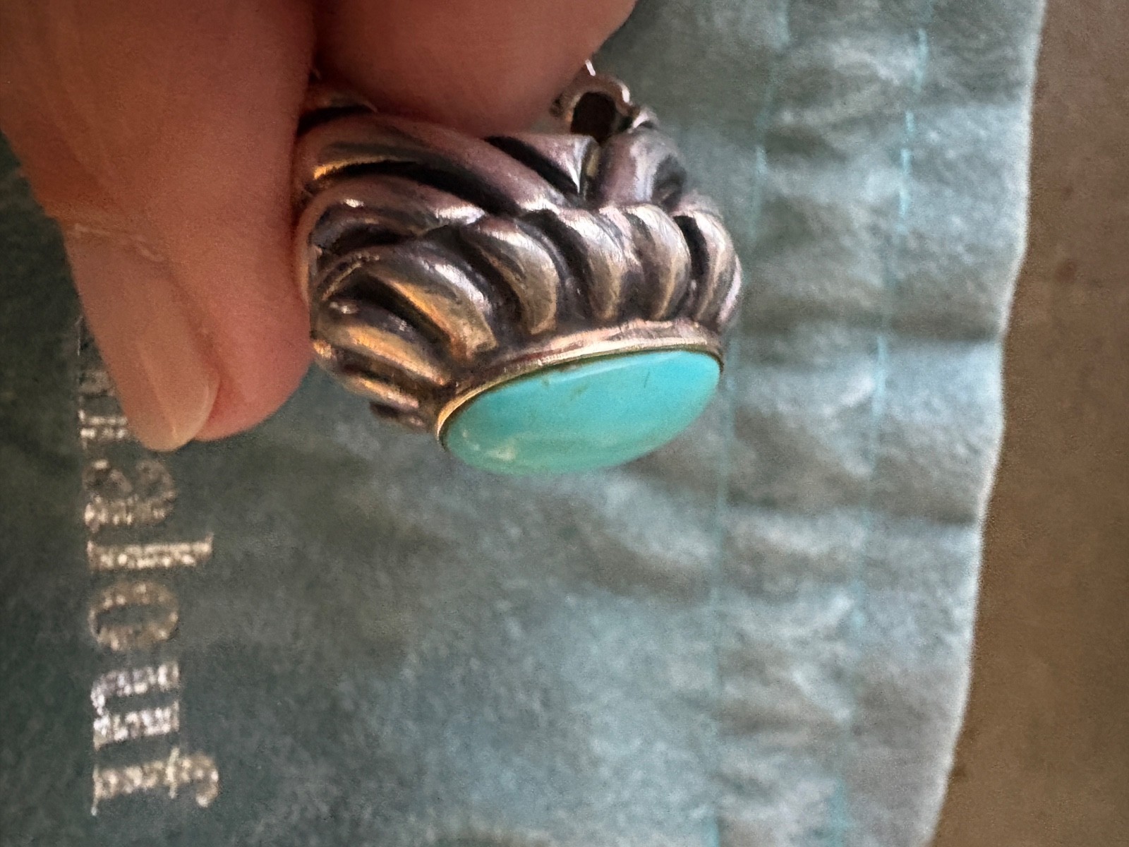 Gorgeous DIAN MALOUF 14K Yellow Gold/ Sterling Silver Turquoise Ring Size 4.5
