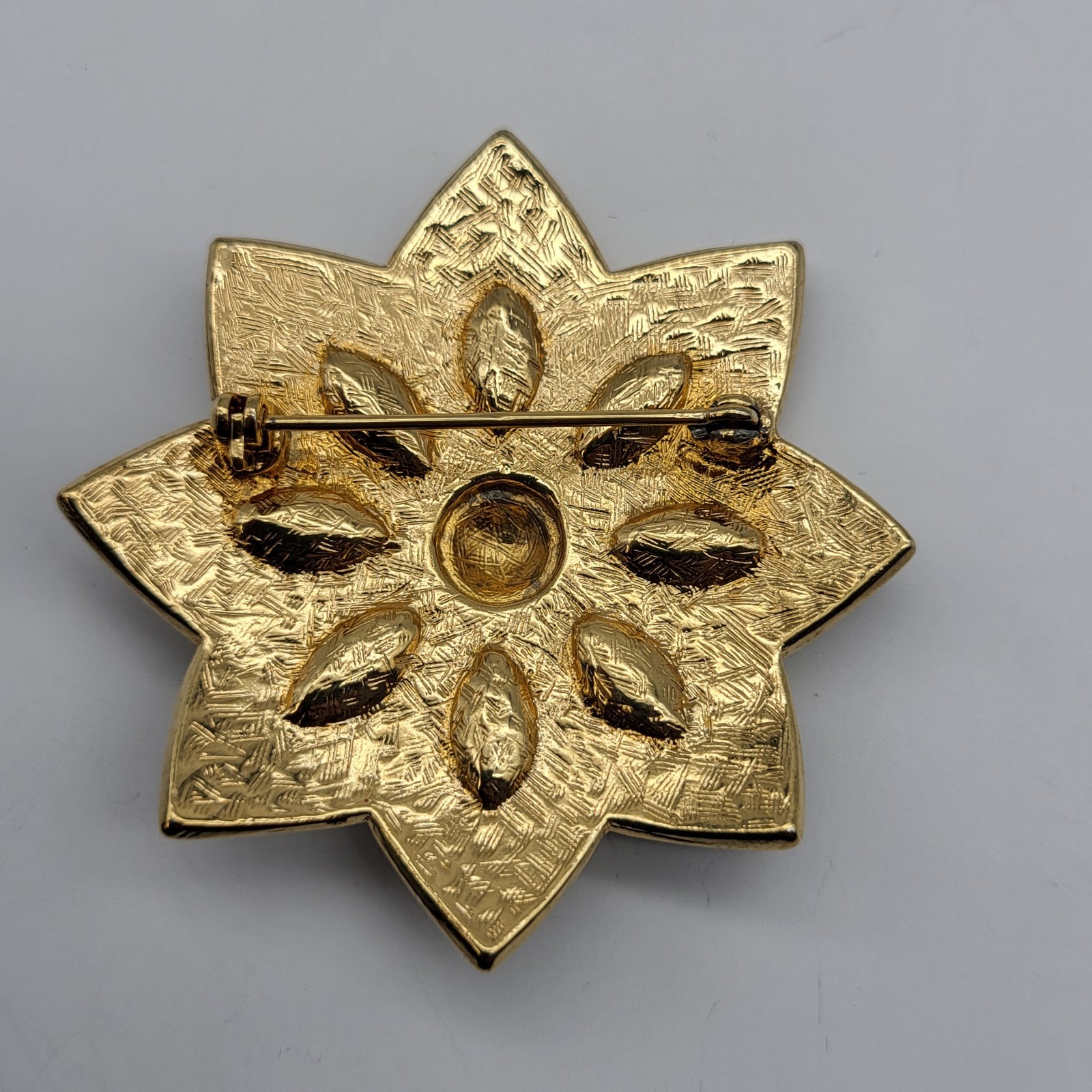 Beautiful bold rhinestone enamel flower burst brooch pin elegant formal Mother