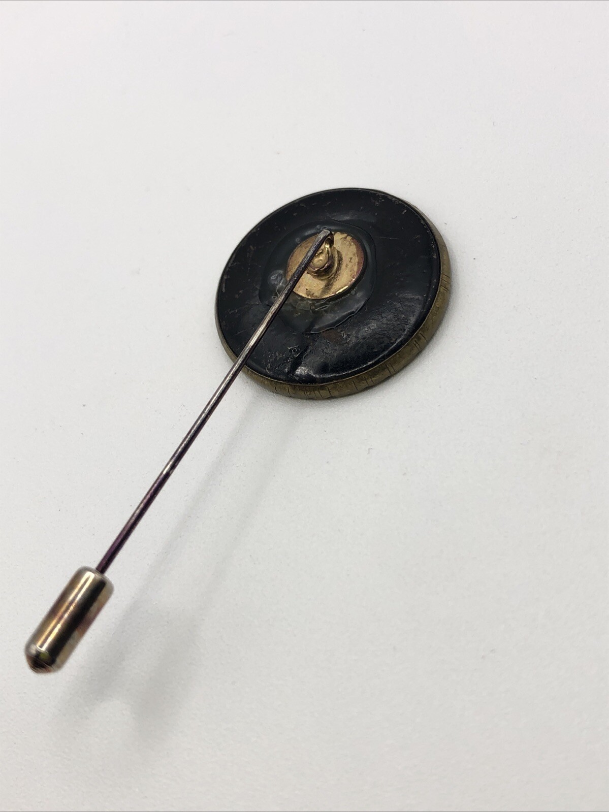Vintage Antique Metal Picture Hat Pin Lapel Button VICTORIAN BUILDINGS