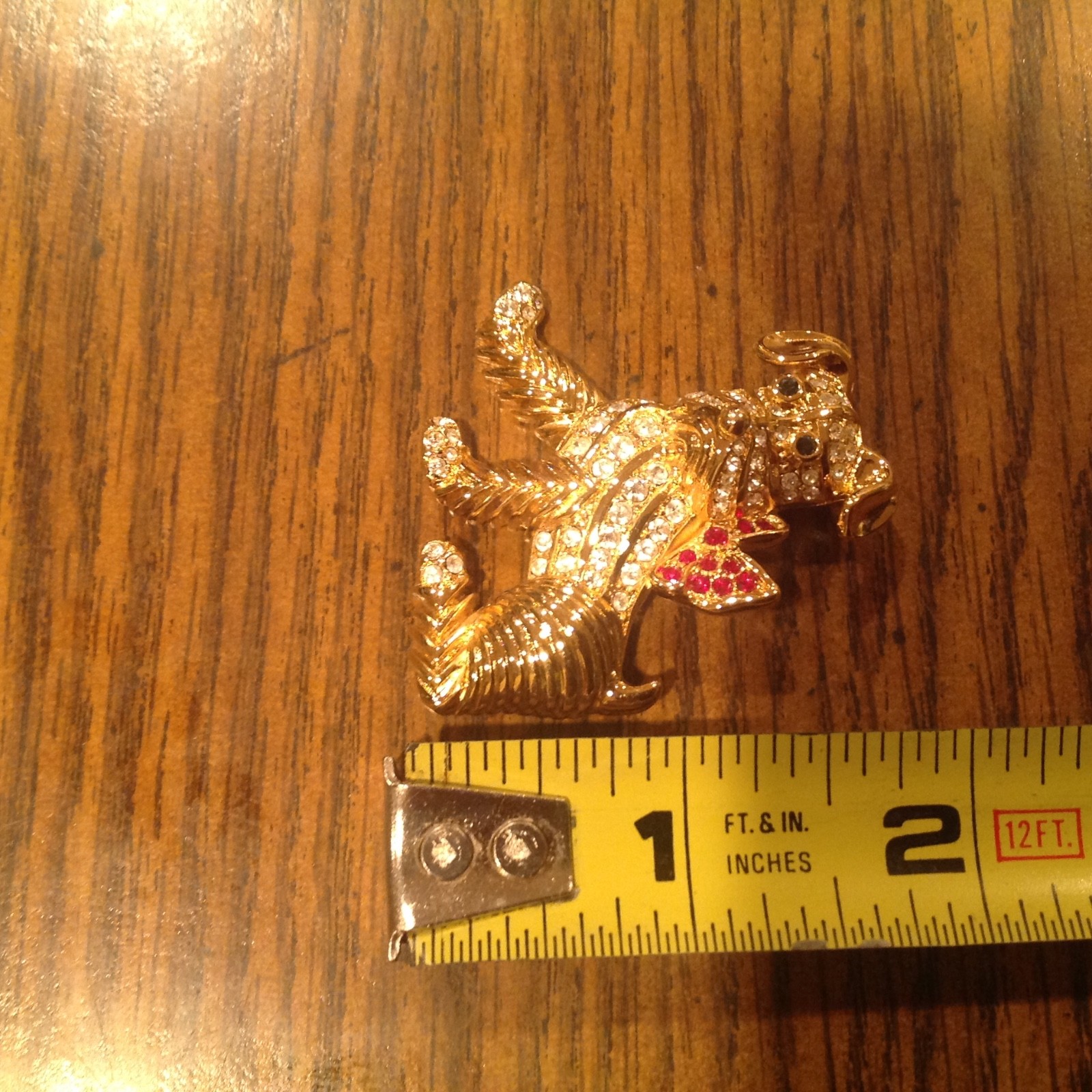 KJL Kenneth J Lane Cute Dog with Bow Jeweled Vintage Pin Brooch Mint!