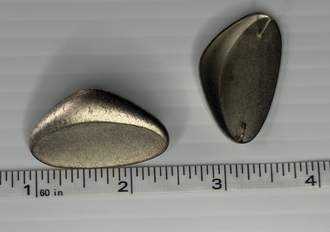 Vintage Pewter Tone Asymmetrical Post Back Earrings Abstract Retro