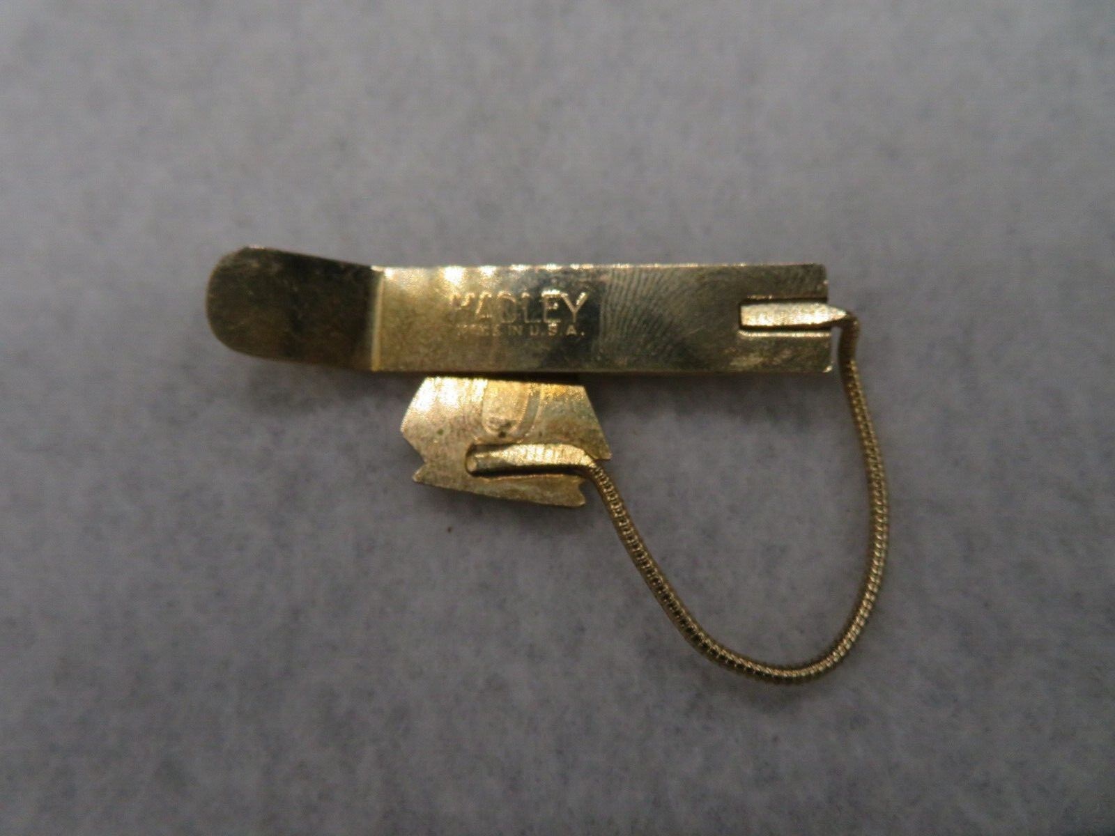 Vintage Hadley Gold Tone Sailboat Tie Clip with Mother of Pearl Unique